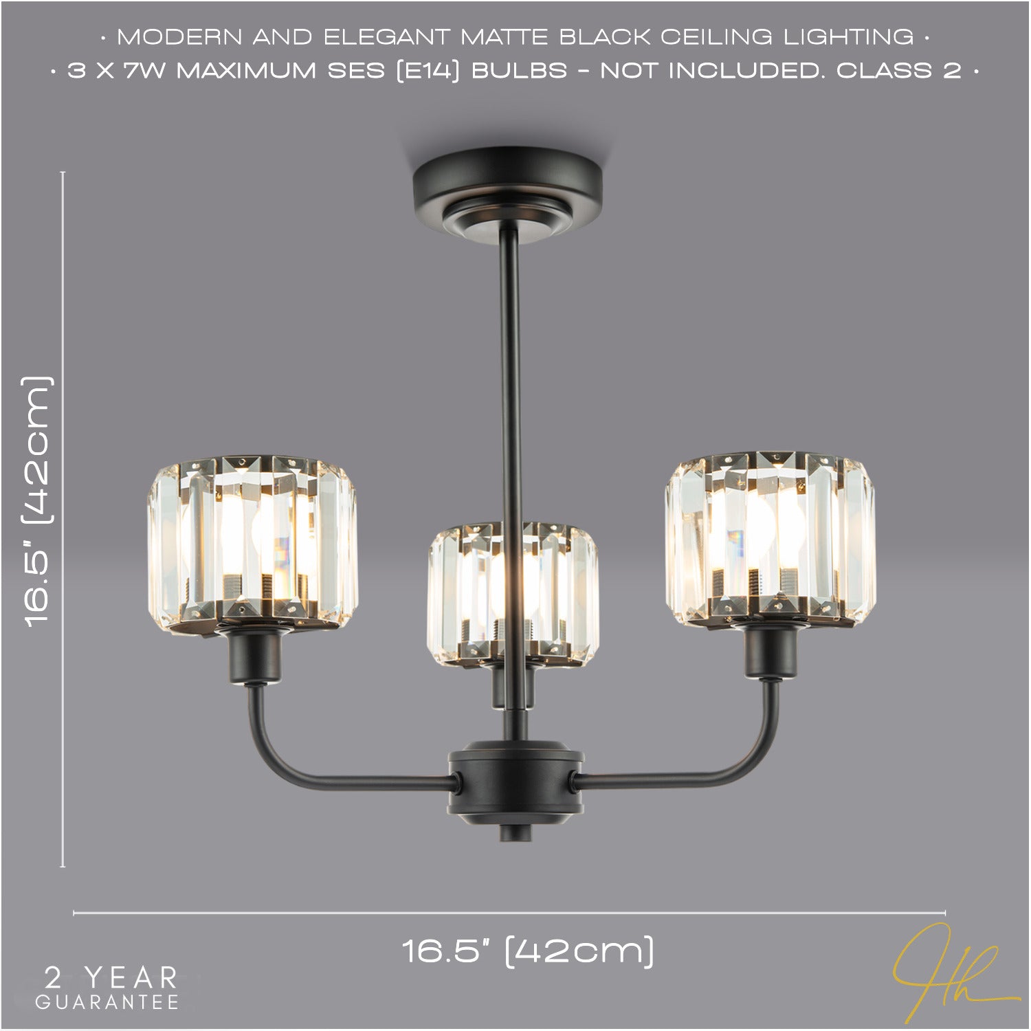 Modern Black Ceiling Light Fitting with Clear Crystal Glass Rods on Three Shades Image 6