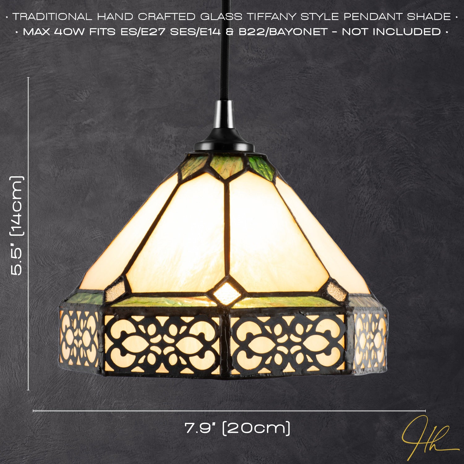 Classic 1920s Shabby Chic Pendant Light Shade with Metal Scrollwork Decoration Image 6