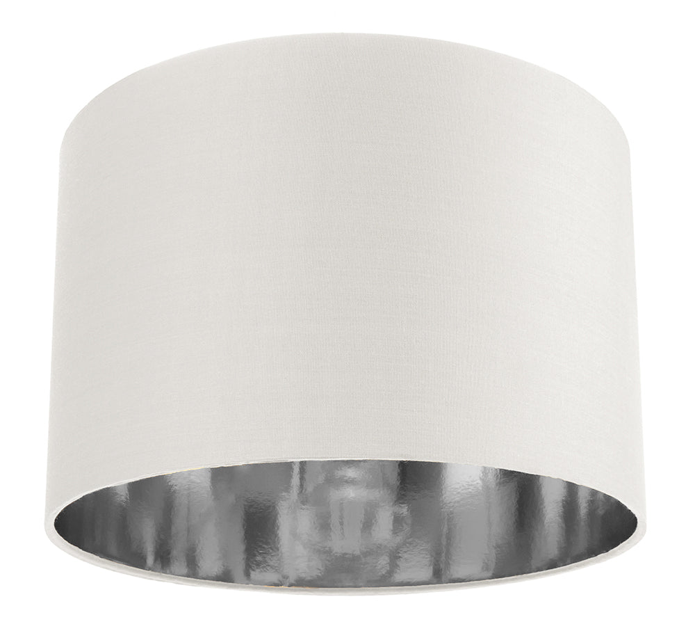 Contemporary White Cotton 12" Table/Pendant Lamp Shade with Shiny Silver Inner Image 1