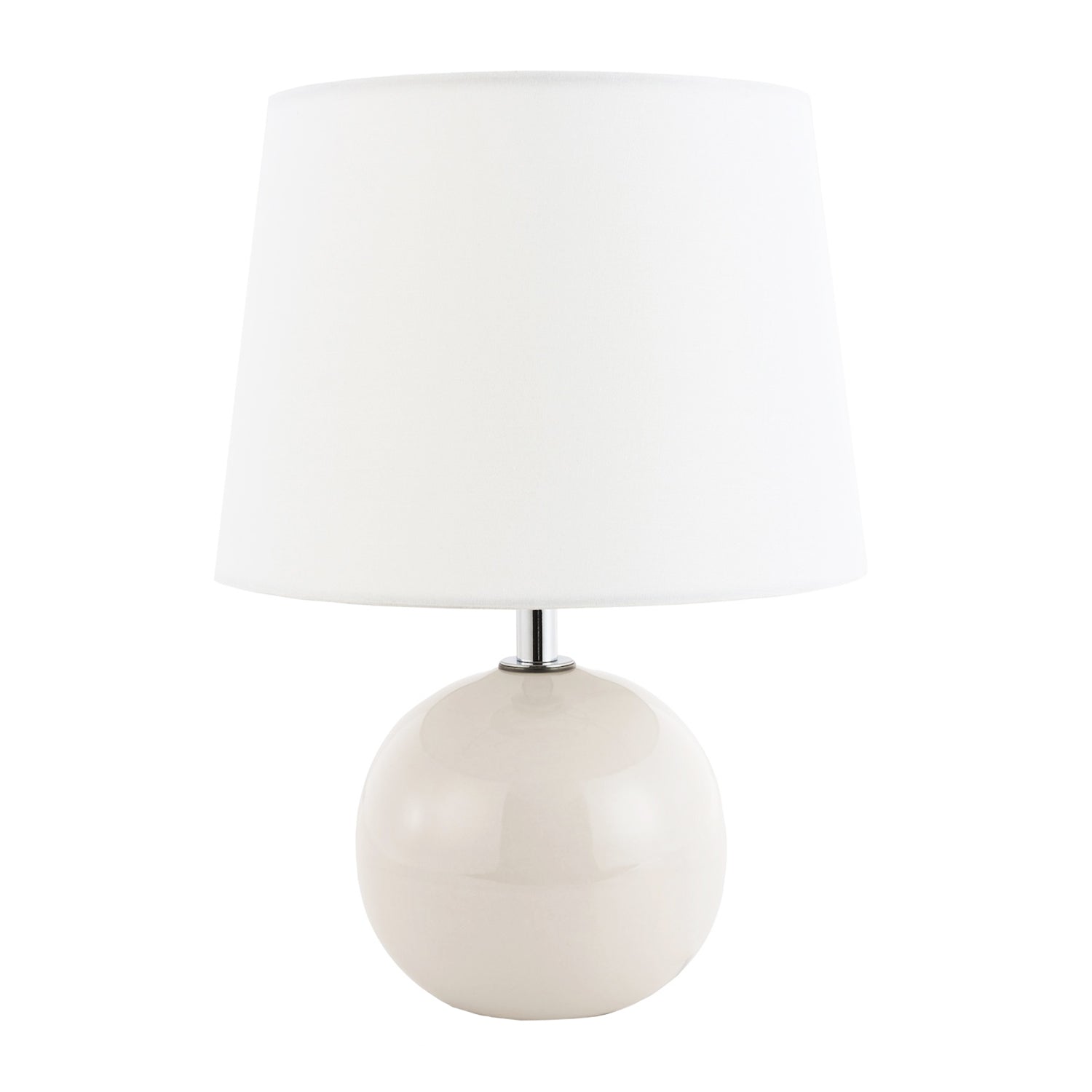 Traditional Classic Round Ceramic Table Lamp Base in Off-White Gloss Finish Image 2