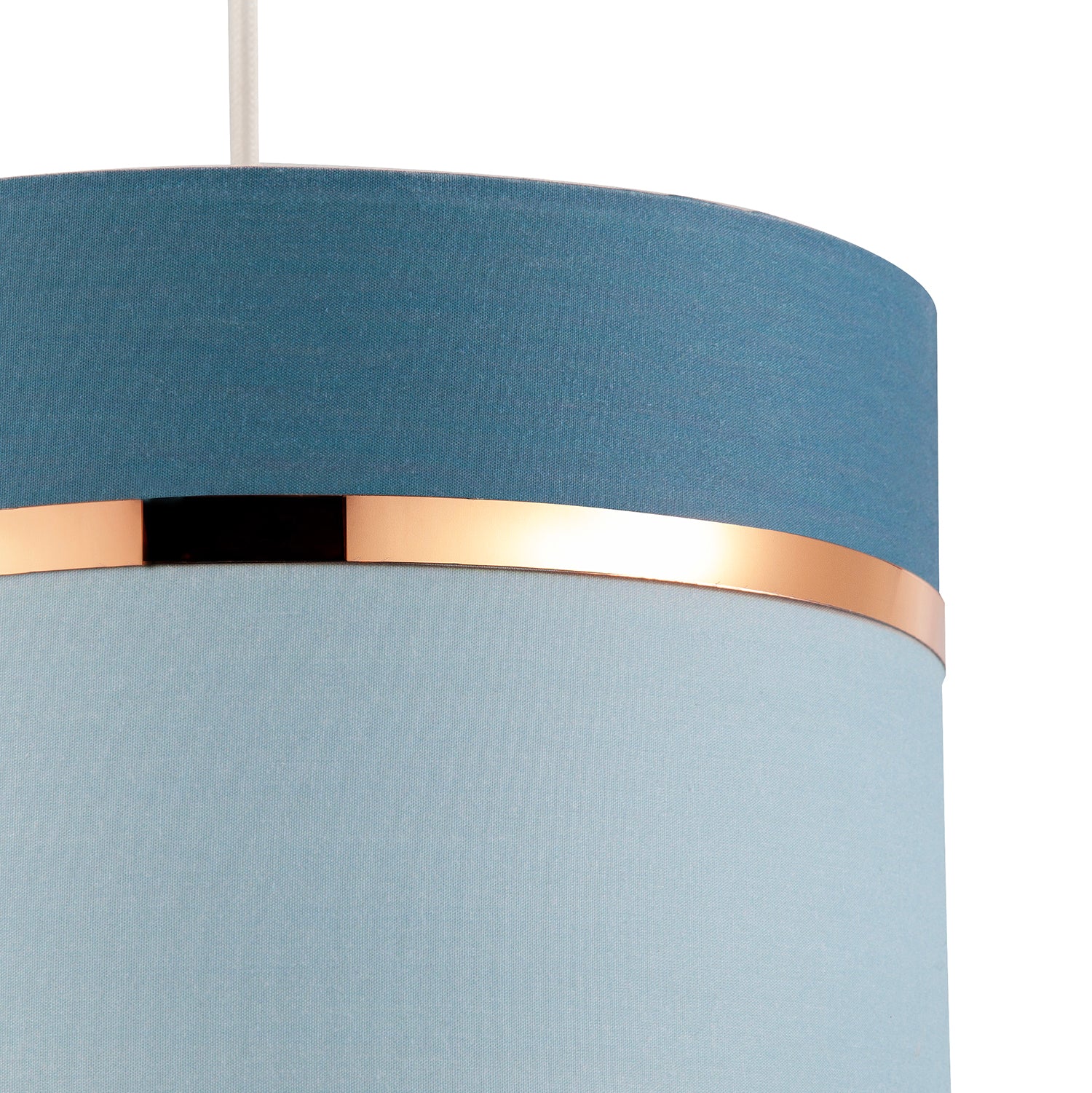 Sky and Cobalt Blue Cotton Fabric Lamp Shade with Shiny Copper Ring Image 3