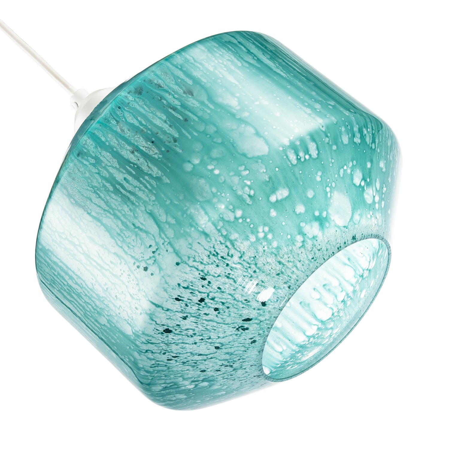Modern Aqua Teal Reactive Mottled Glass Pendant Ceiling Light Shade Image 5