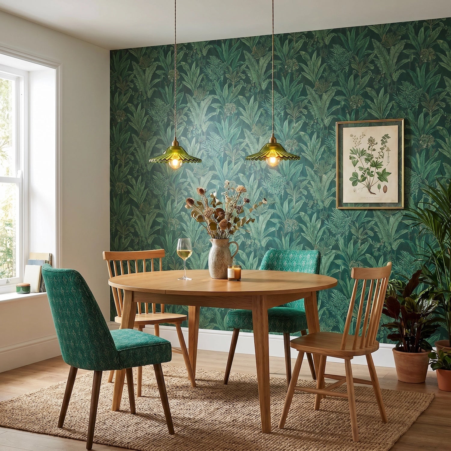Modern Emerald Green Glass Pendant Light Shade with Rippled Design Image 6