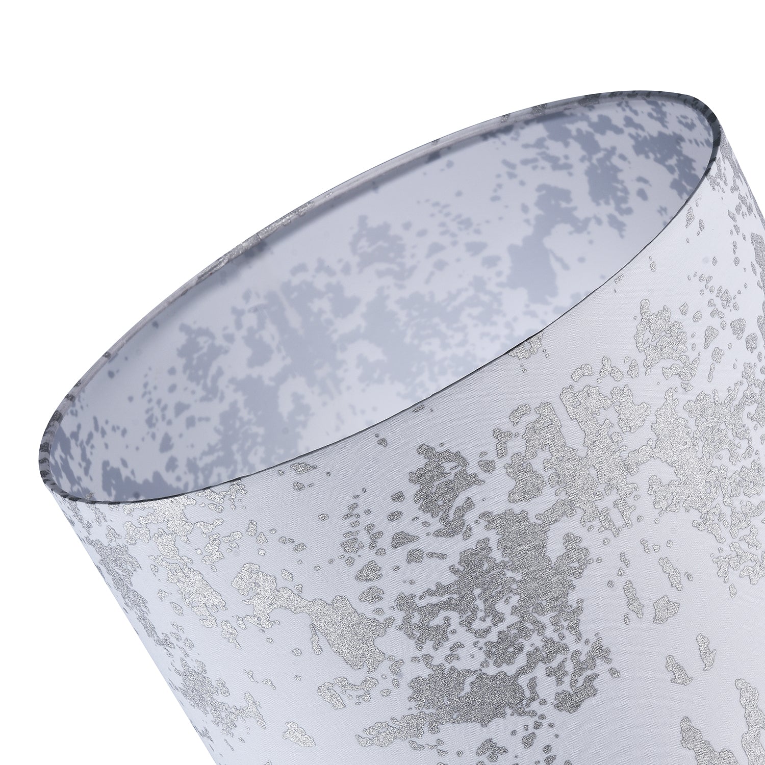 Modern White Cotton Fabric Lampshade with Silver Foil Decor for Table or Ceiling Image 3