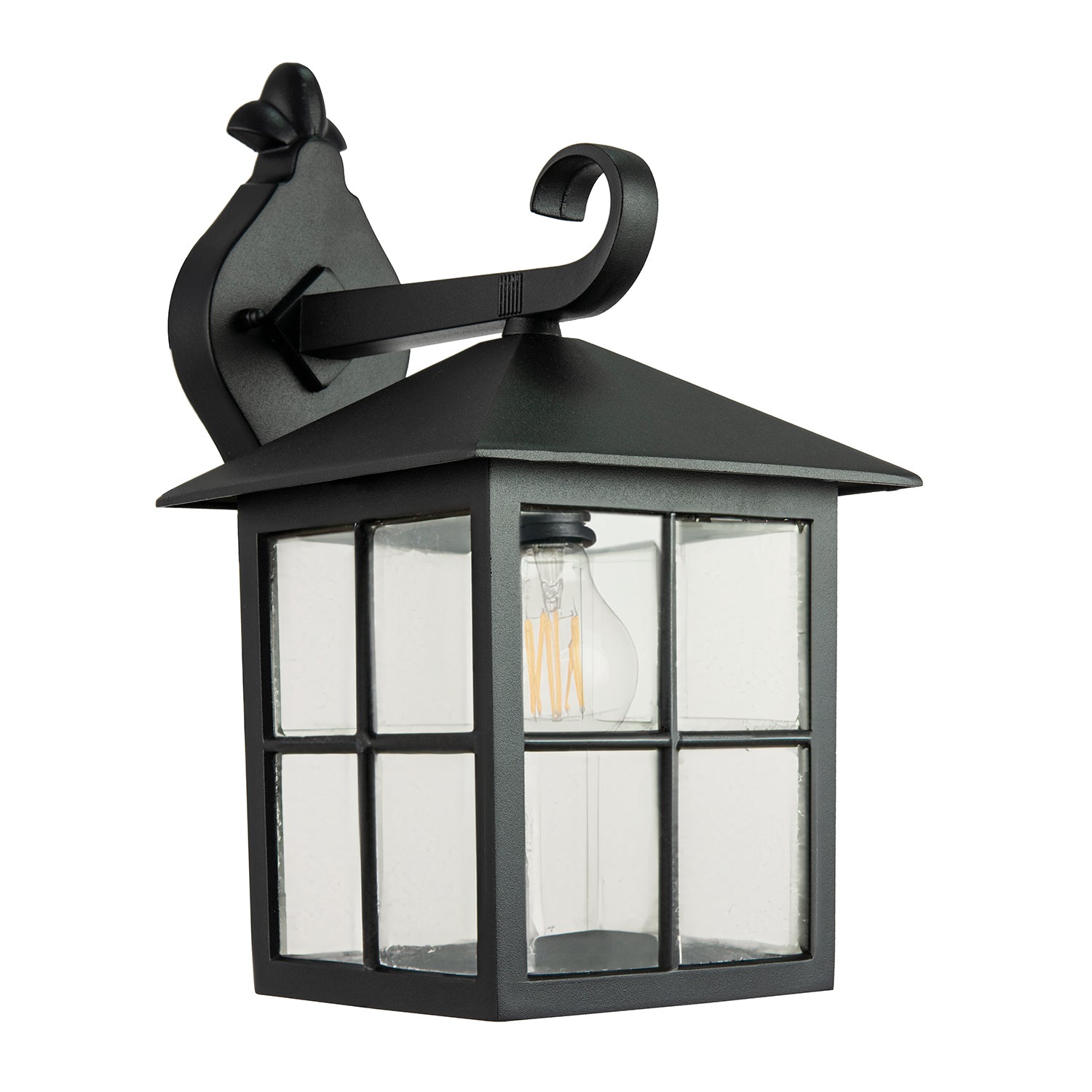 Classic Matte Black Die-Cast Aluminium Metal Exterior Lantern Wall Light Fitting Image 1