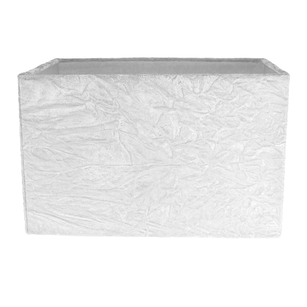 Contemporary Designer Arctic White Crushed Velvet Fabric Rectangular Lamp Shade Image 1