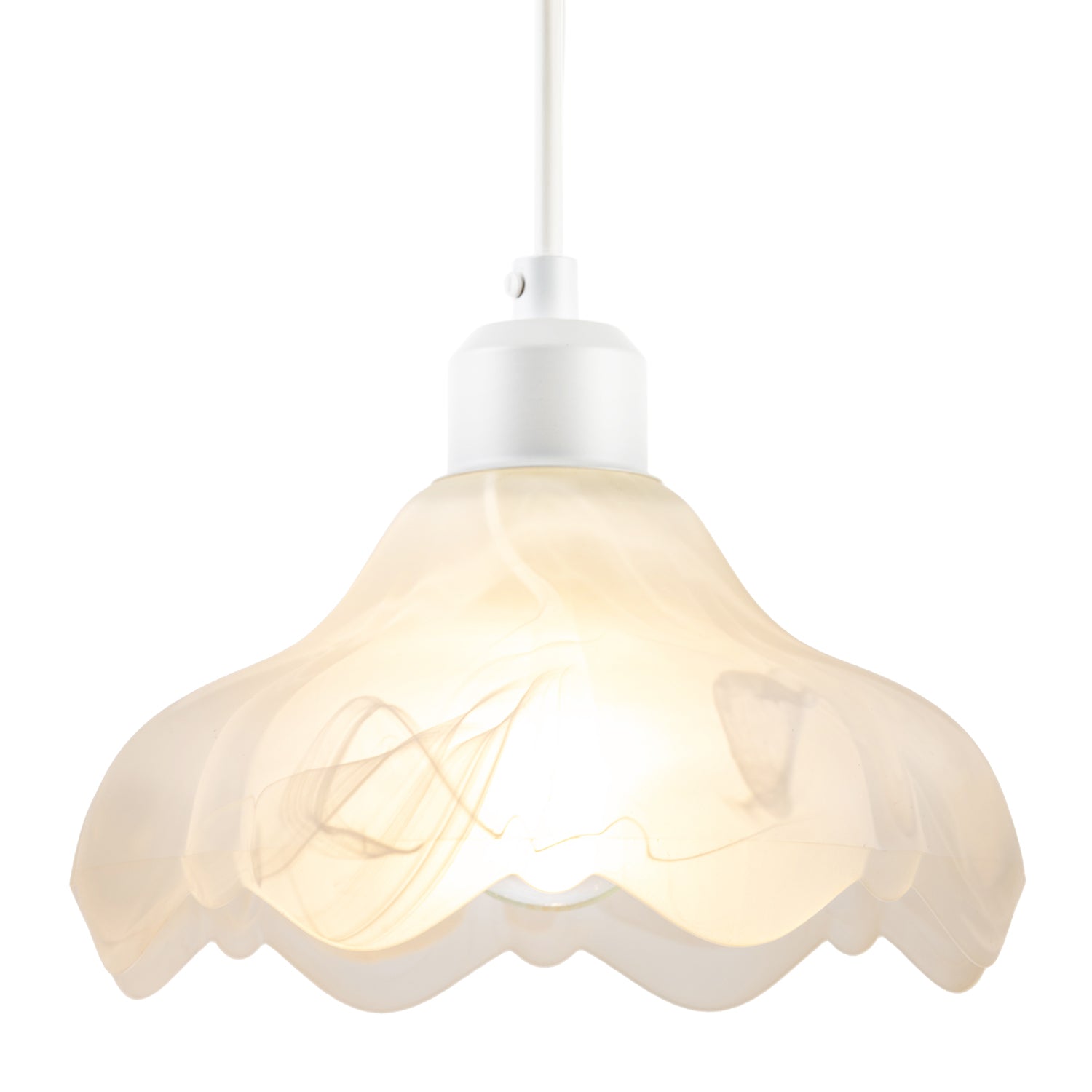 Sculptural Frosted Alabaster Glass Ripple Pendant Ceiling Light Shade Image 2