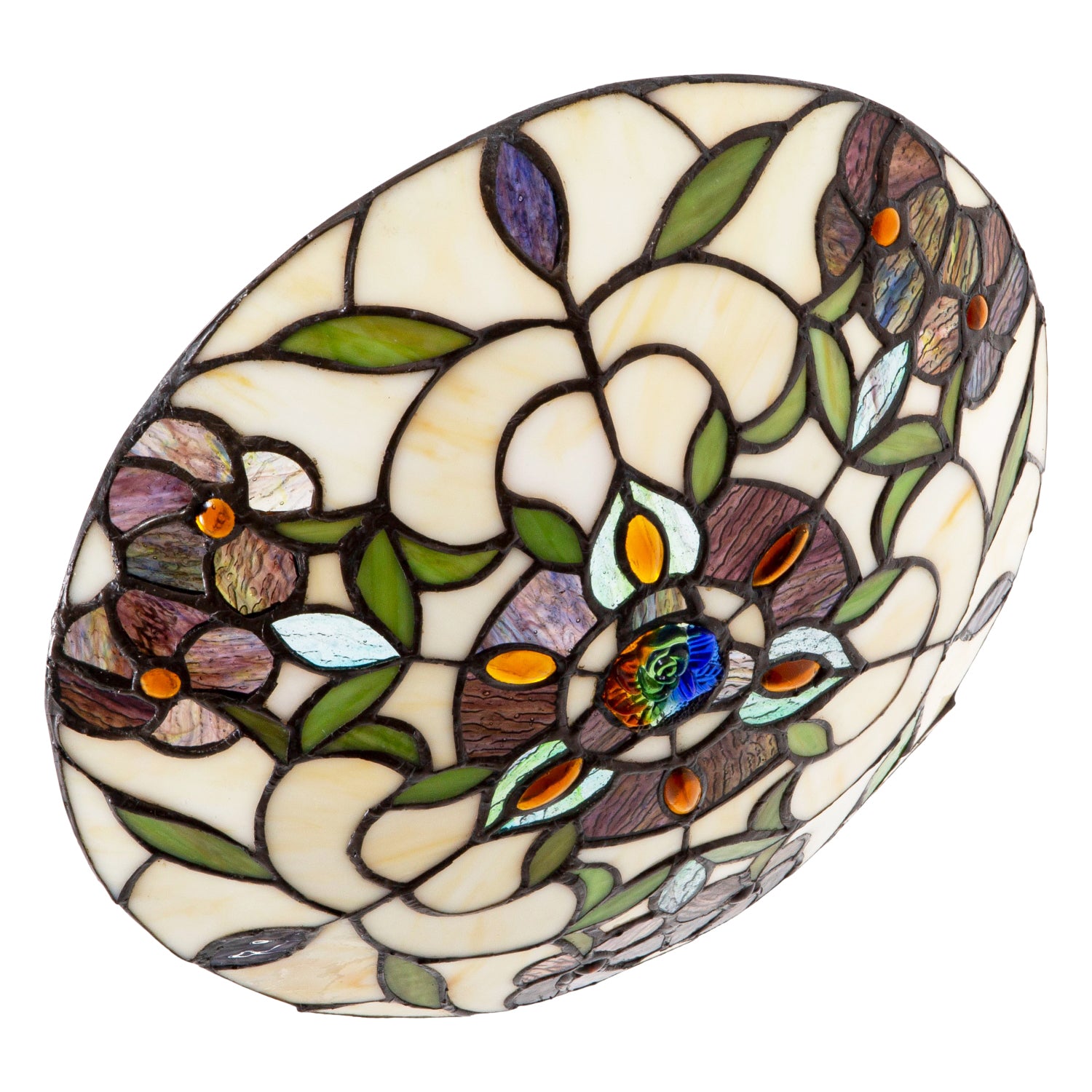 Beautiful Stained Glass Tiffany Pendant Lamp Shade with Forest Green Leaves Image 3