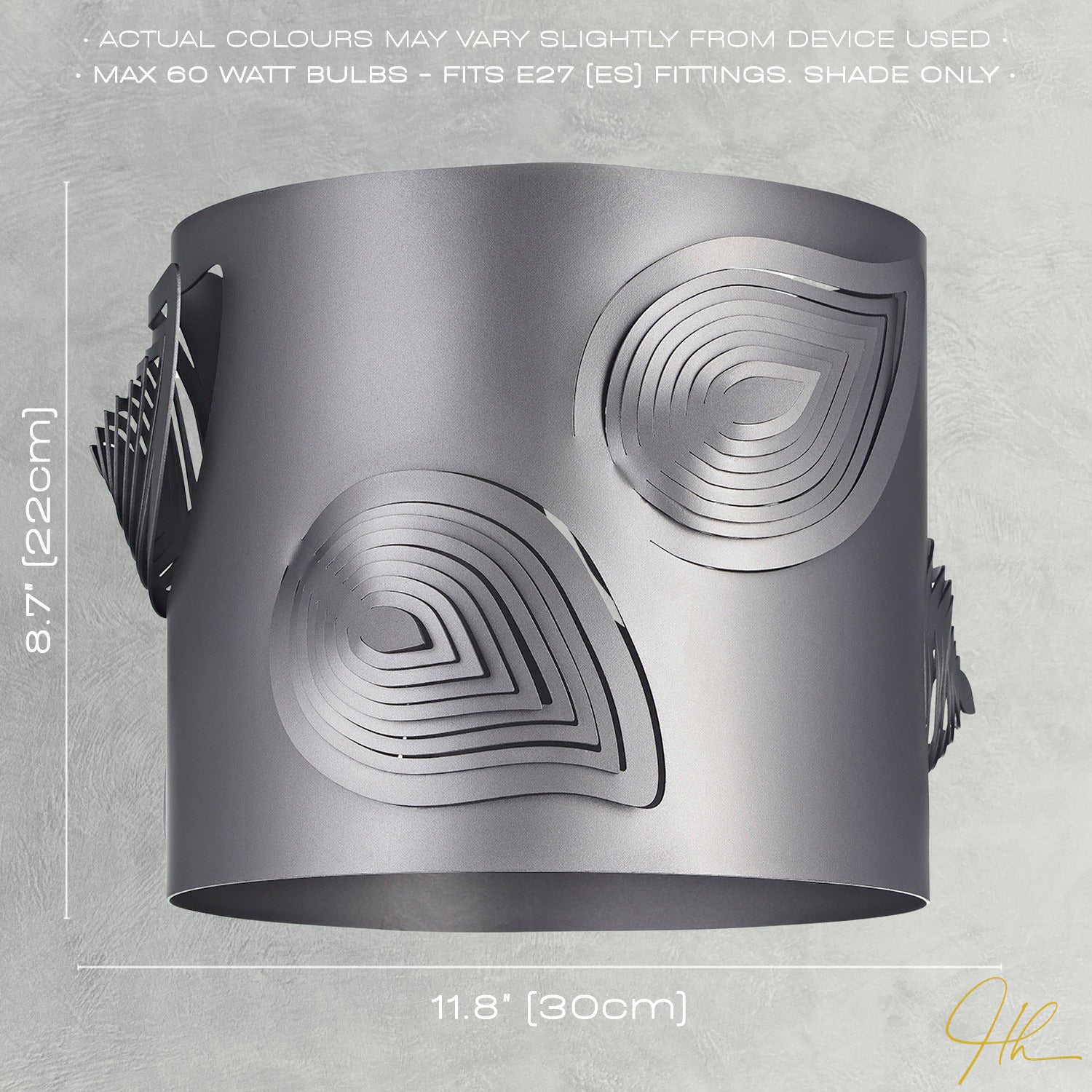 Pearl Grey Solid Metal Easy Fit Pendant Shade with Laser Cut Leaves Image 6