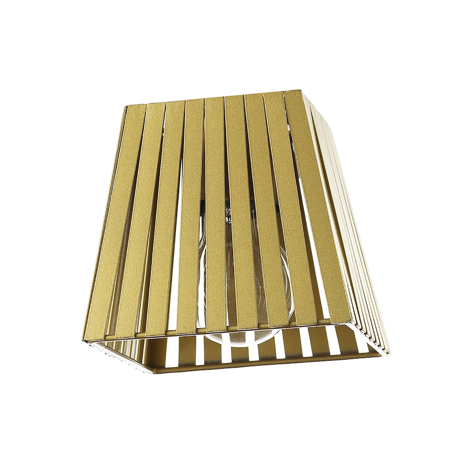 Industrial Retro Matte Gold Light Shade with Flat Metal Strips 13cm Height Image 3