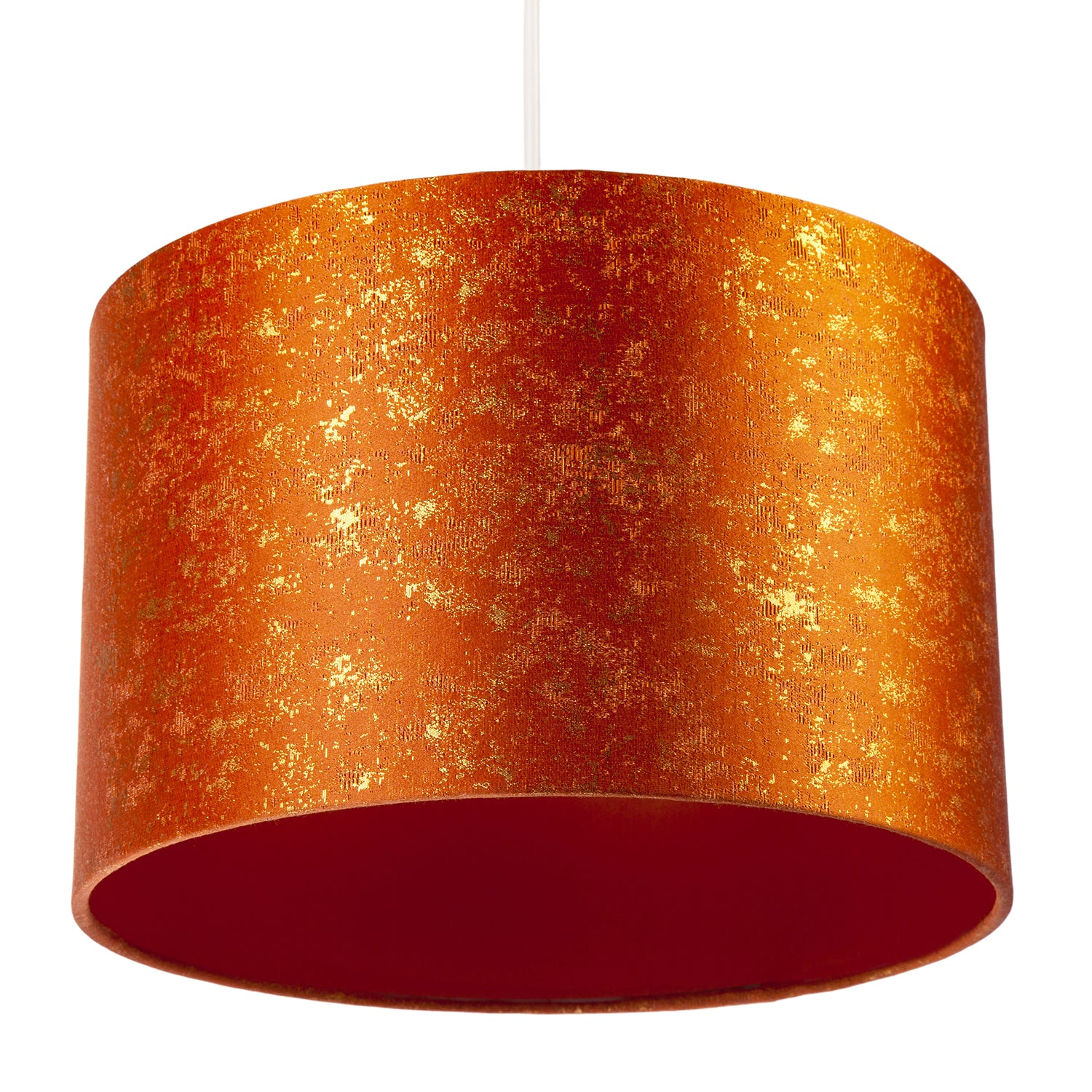 Rustic Orange Jacquard Fabric Lamp Shade with Gold Foil Fleck Accents Image 8