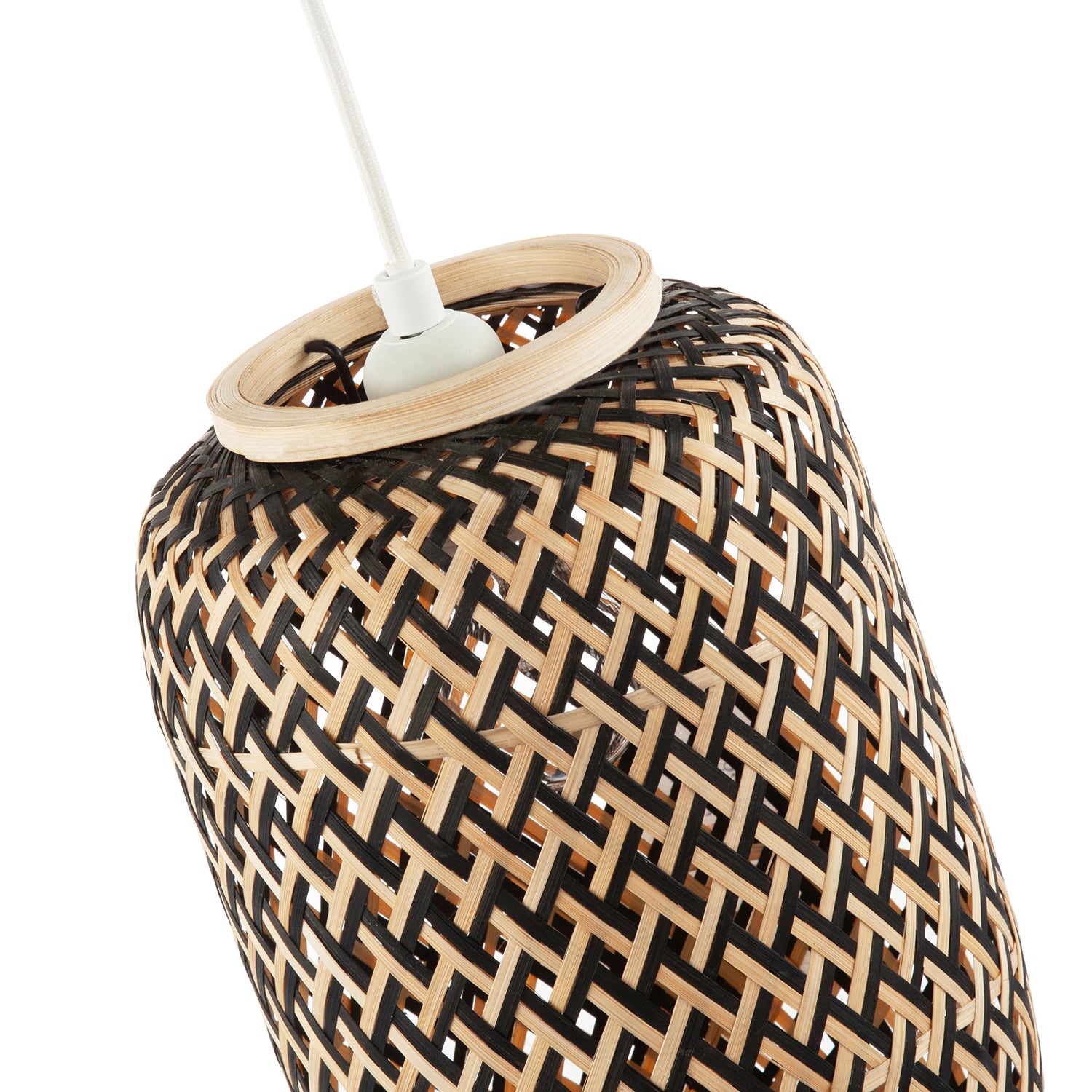Handmade Natural Brown and Black Two Tone Rattan Pendant Light Shade Image 5