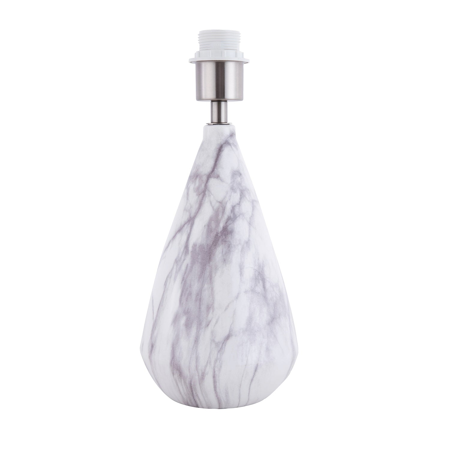 Marble Effect Ceramic Table Lamp Base with White Gloss Glazing and Chrome Trim Image 1