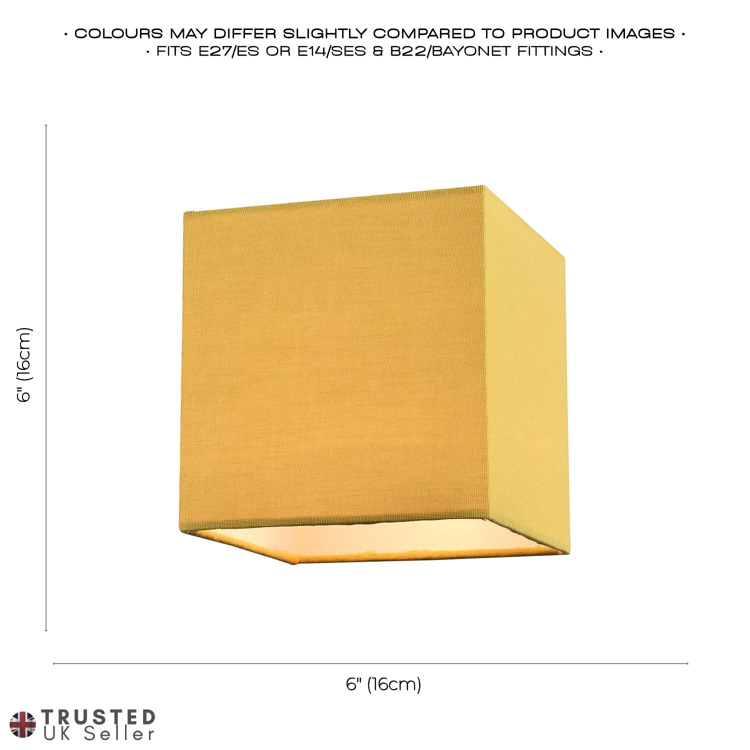 Contemporary and Stylish Mustard Ochre Linen Fabric Square 16cm Lamp Shade Image 6