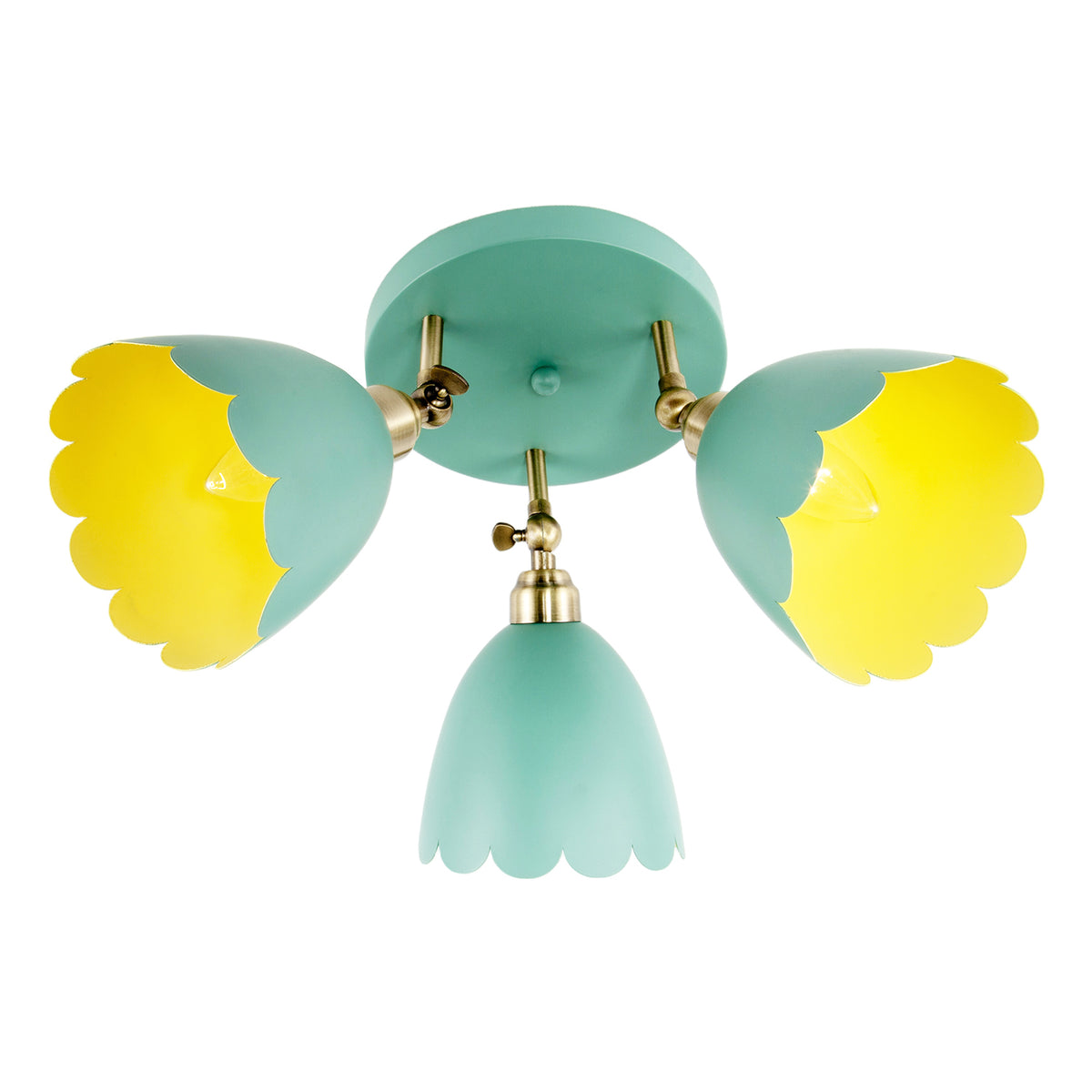 Modern Pale Sage Green Ceiling Spotlight Fitting with Scalloped Shades Image 5