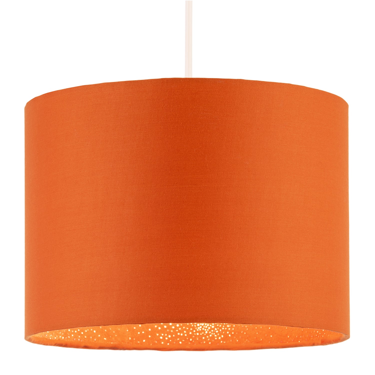 Contemporary Drum Lamp Shade in Vibrant Orange Cotton Blend Fabric Image 2