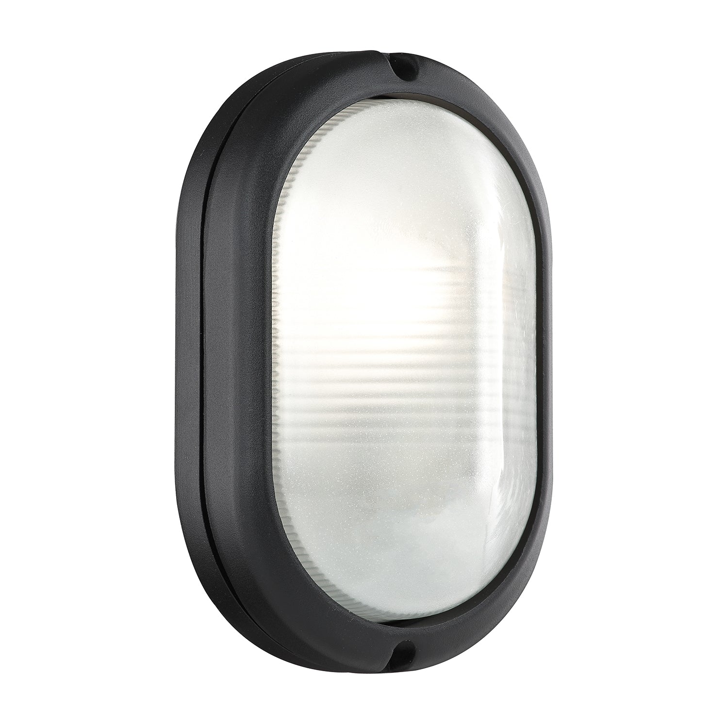 Industrial Designed Matt Black Cast Aluminium Outdoor Oval Bulkhead Wall Light Image 4