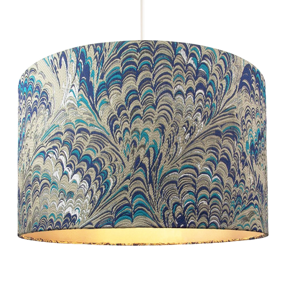 Contemporary and Vivid Peacock Print 40cm Table/Pendant Lampshade in Soft Cotton Image 2