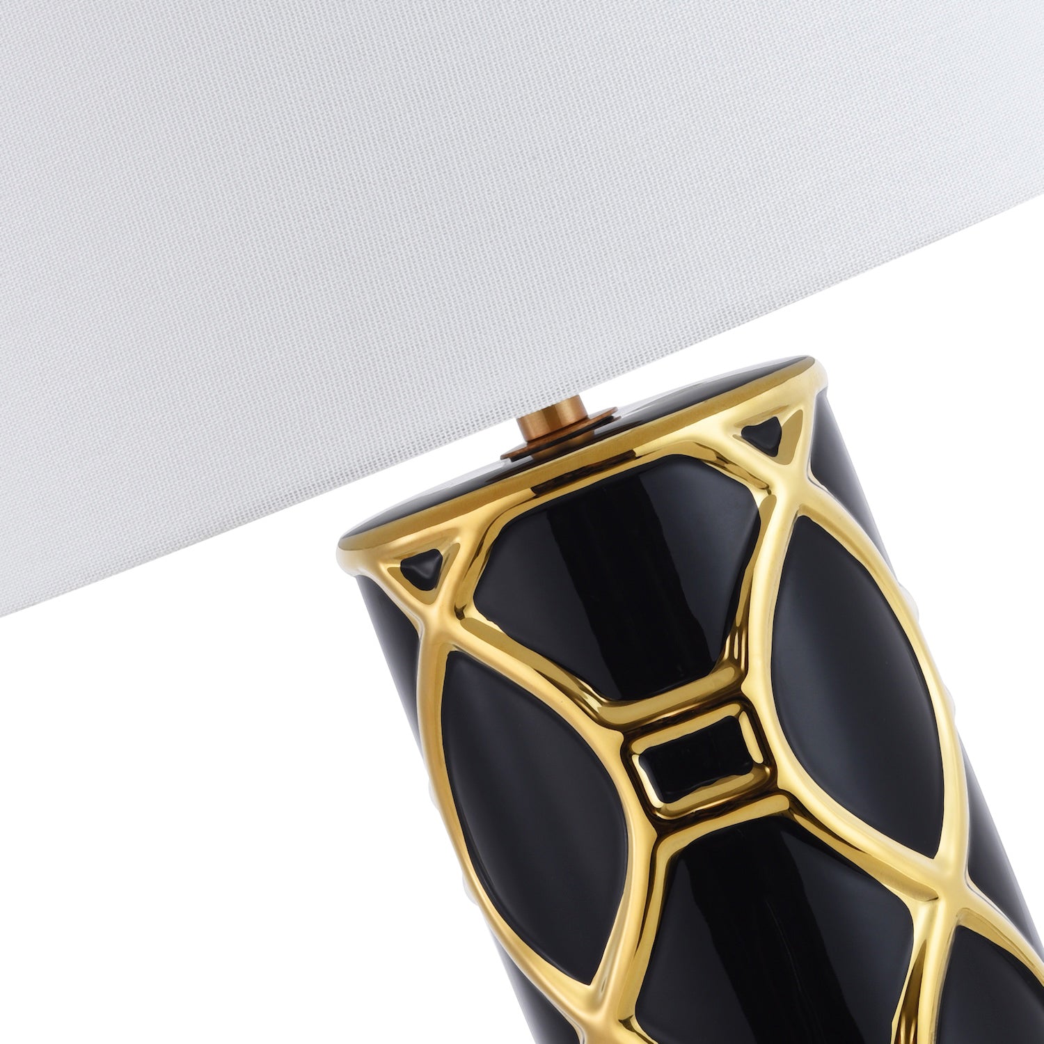 Stylish Dark Navy Midnight Blue Gloss and Polished Gold Ceramic Table Light Base Image 5