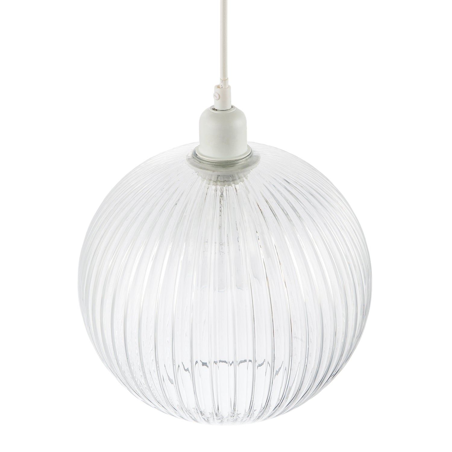 Modern Clear Transparent Line Ribbed Glass Round Pendant Light Shade Image 4