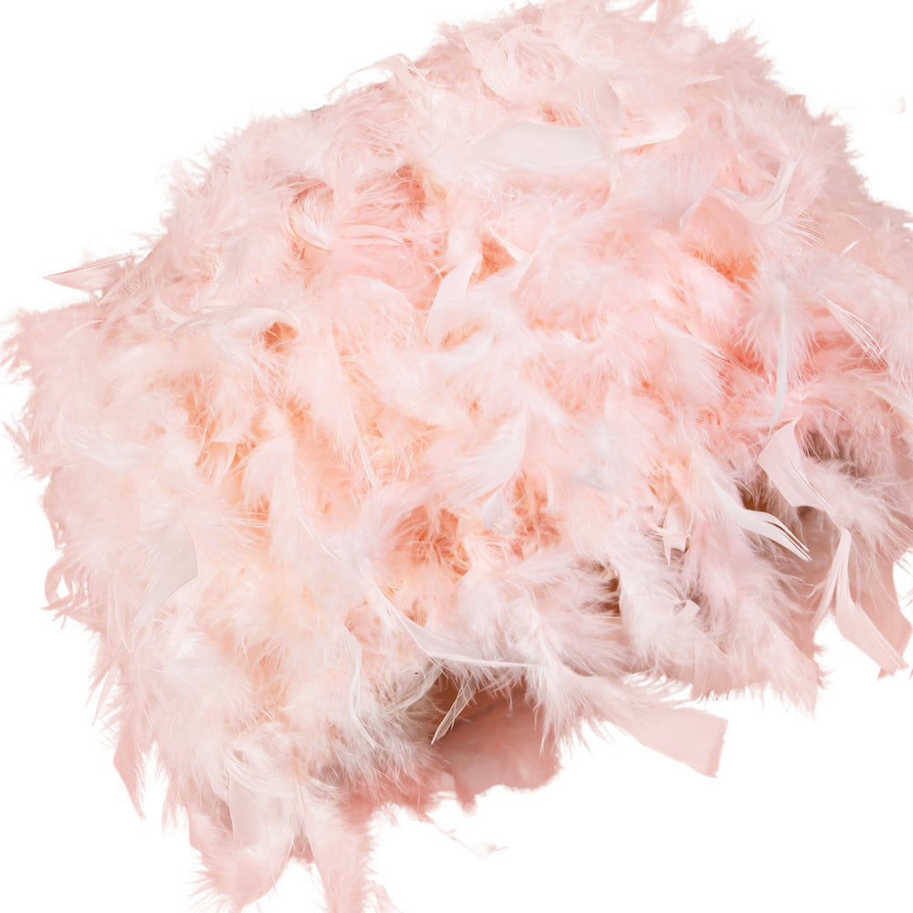 Modern Designer Real Pink Feather Drum Lamp Shade with Inner Cotton Lining Image 2