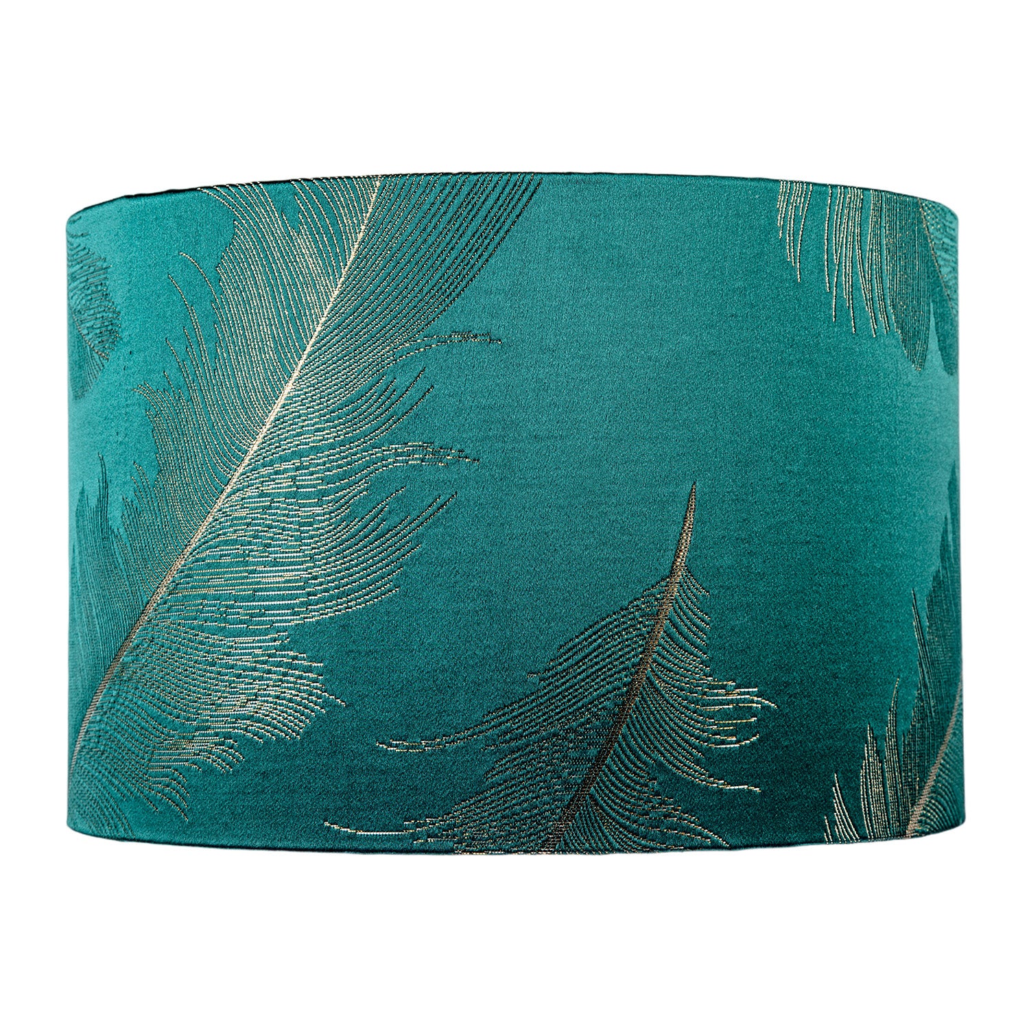 Dark Emerald Green Cotton Jacquard Shade with Gold Foil Fern Design Image 5