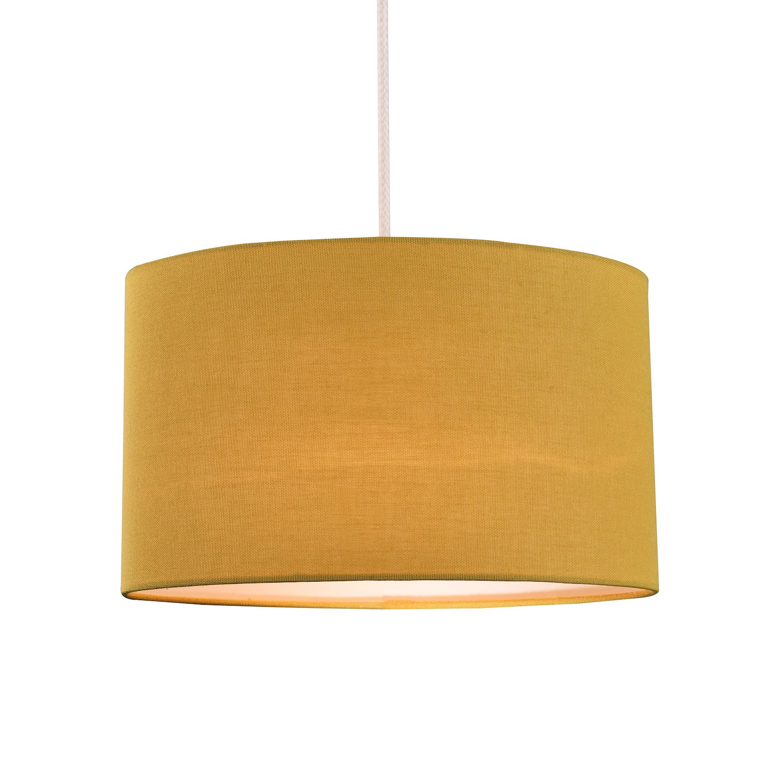 Contemporary and Stylish Mustard Ochre Linen Fabric Oval Lamp Shade - 30cm Width Image 2