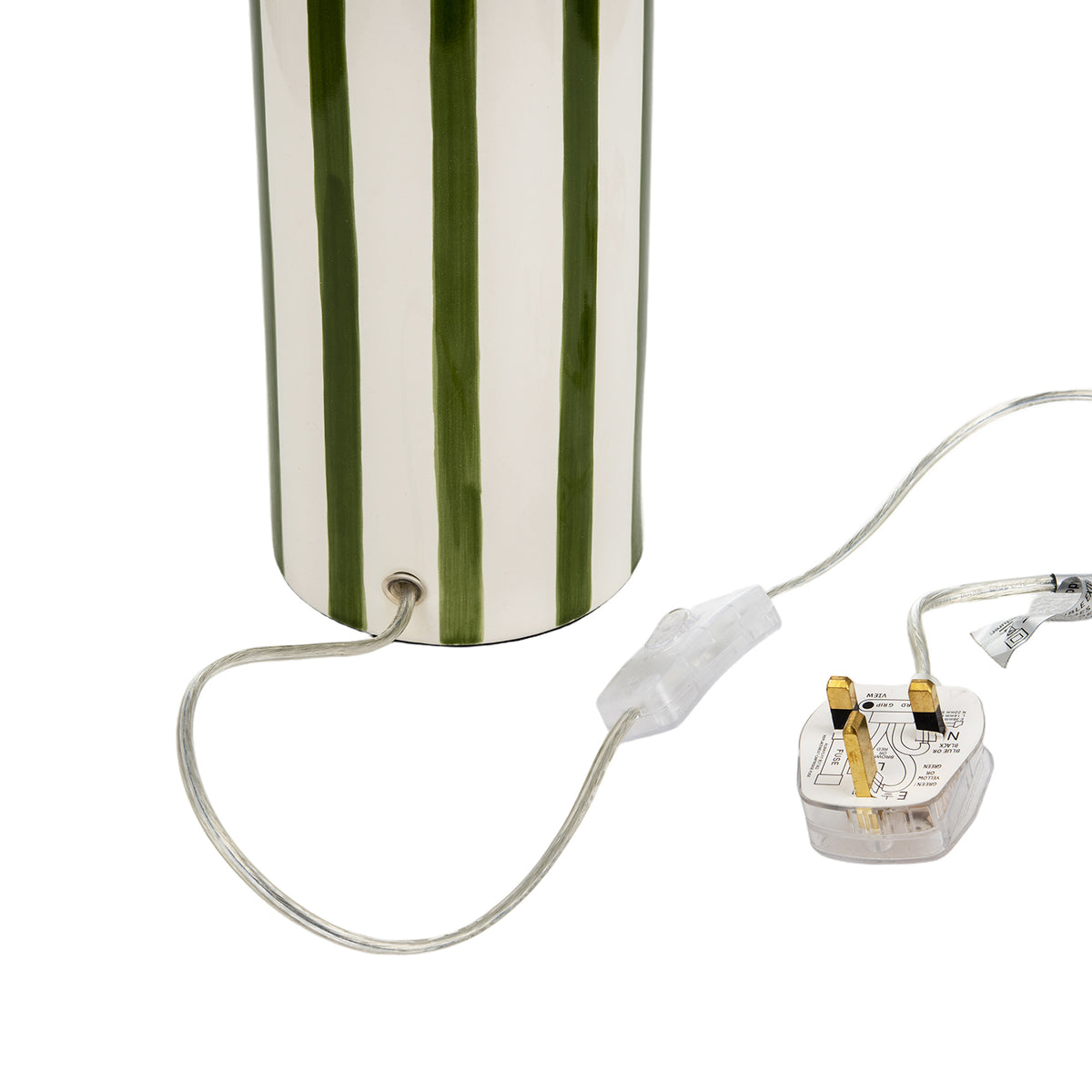 Smart Ceramic Table Lamp with Hand Painted Olive Green Stripes Image 4