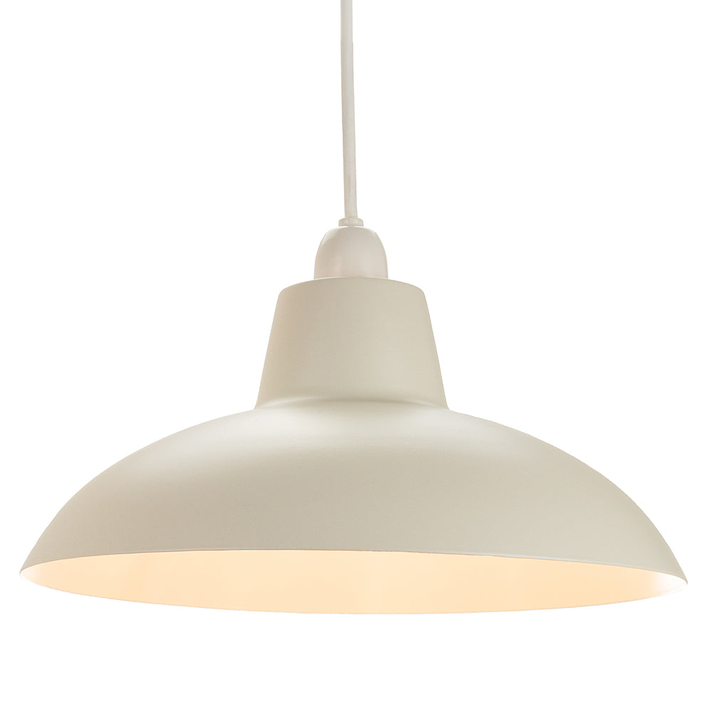 Industrial Retro Designed Matt Cream Curved Metal Ceiling Pendant Light Shade Image 2