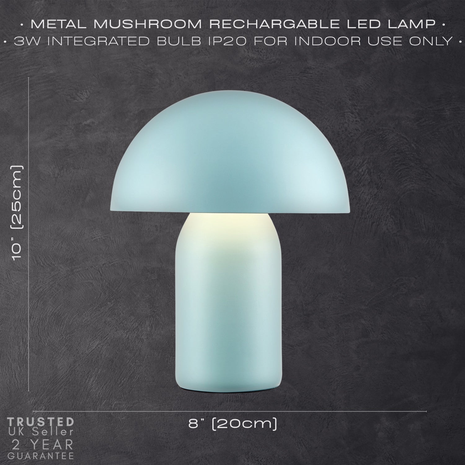 Modern Rechargeable Mushroom Table Lamp in Mat Duck Egg with Touch Dimmer Button Image 7