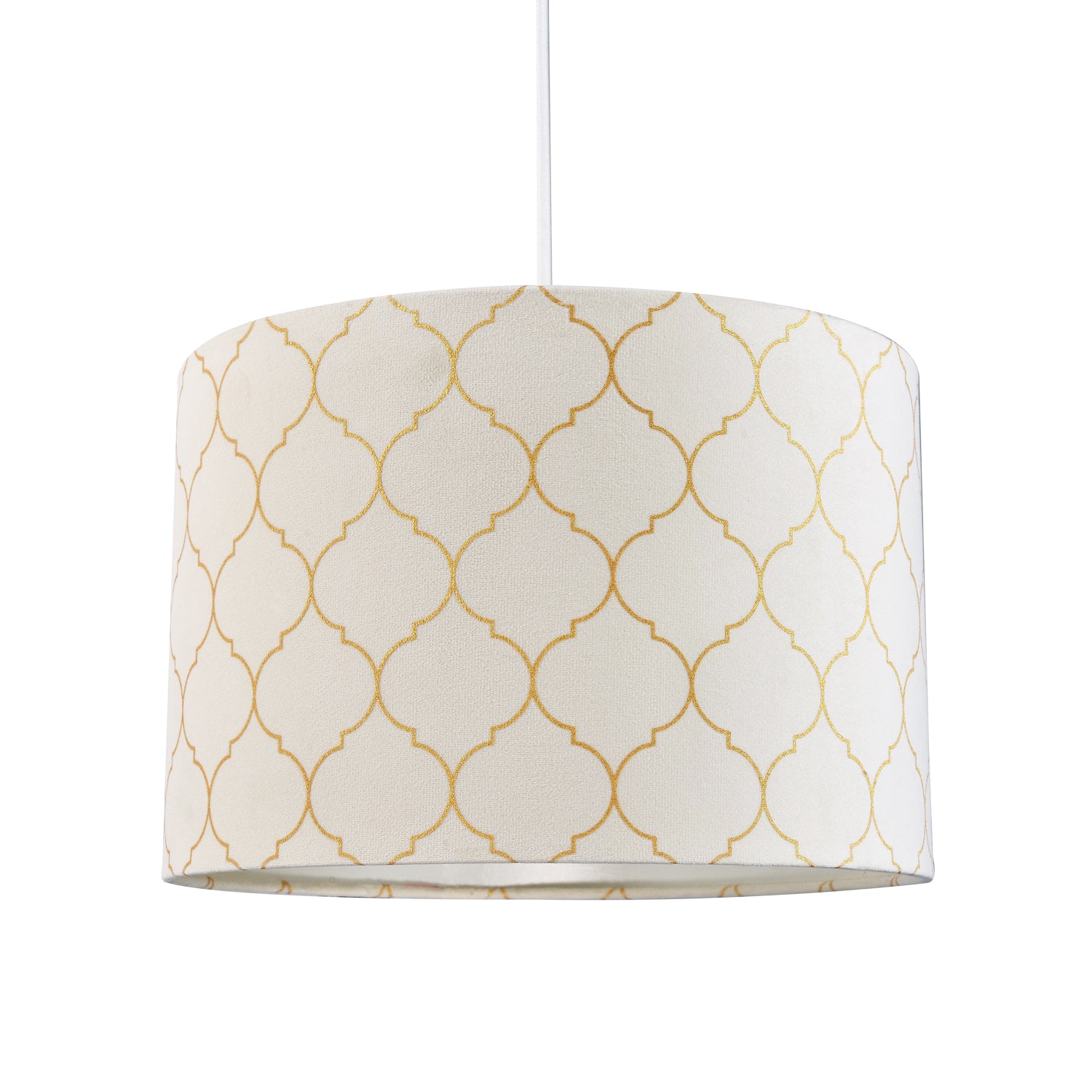 Modern Soft Brushable Light Cream Velvet 25cm Lamp Shade with Gold Foil Decor Image 4