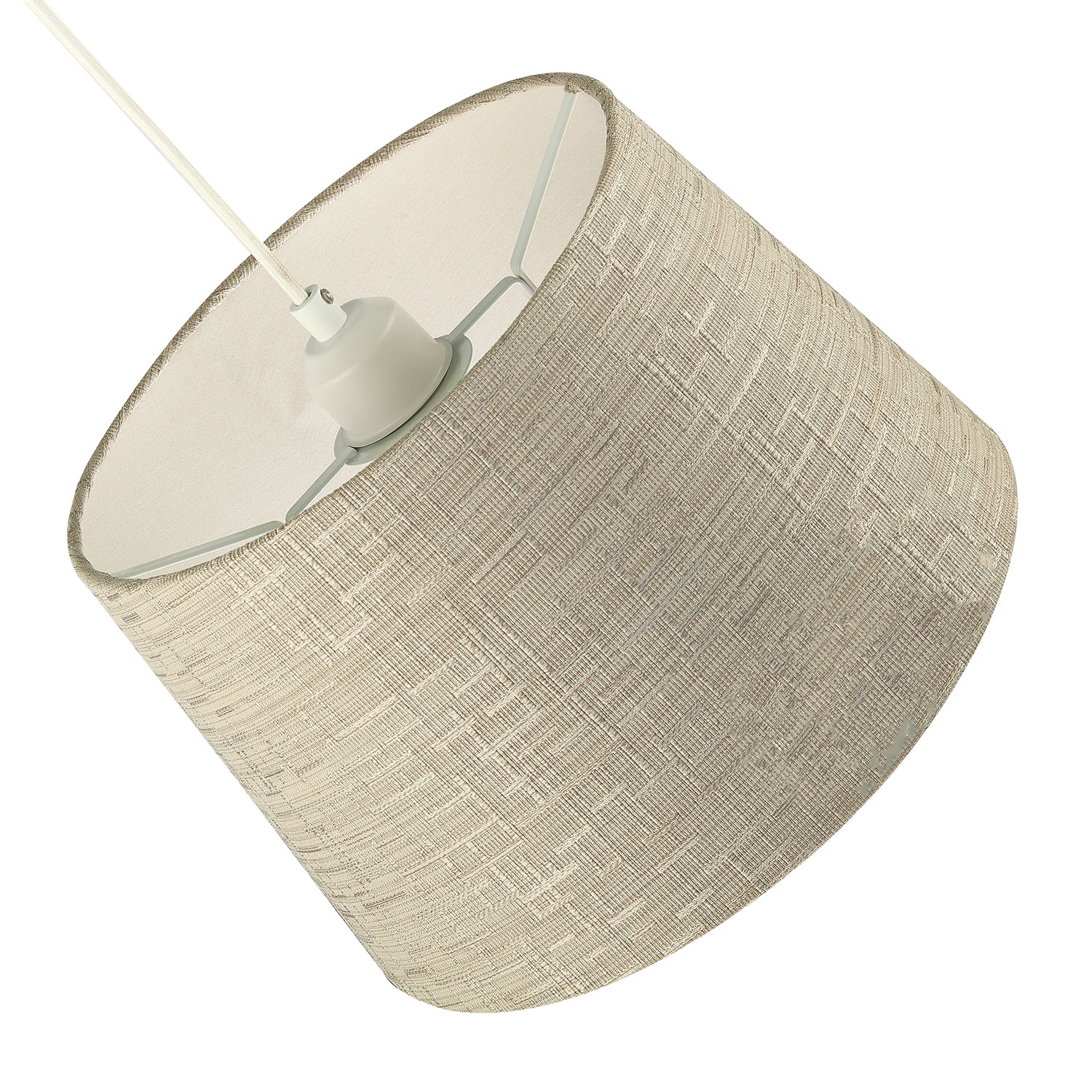 Silver Grey Jacquard Cotton Drum Lamp Shade for Lamp Base or Pendant Image 4