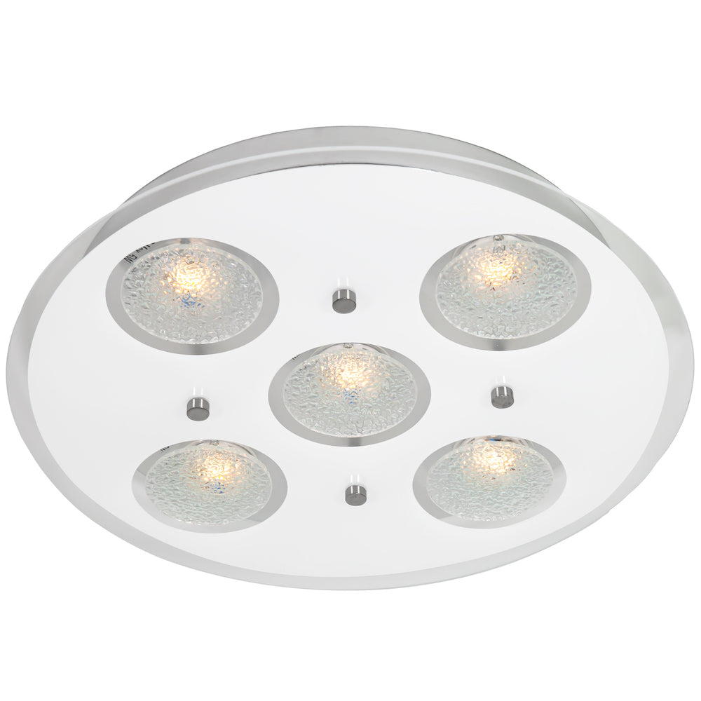 Contemporary Circular LED Bathroom Flush Ceiling Light with Clear/Frosted Glass Image 1