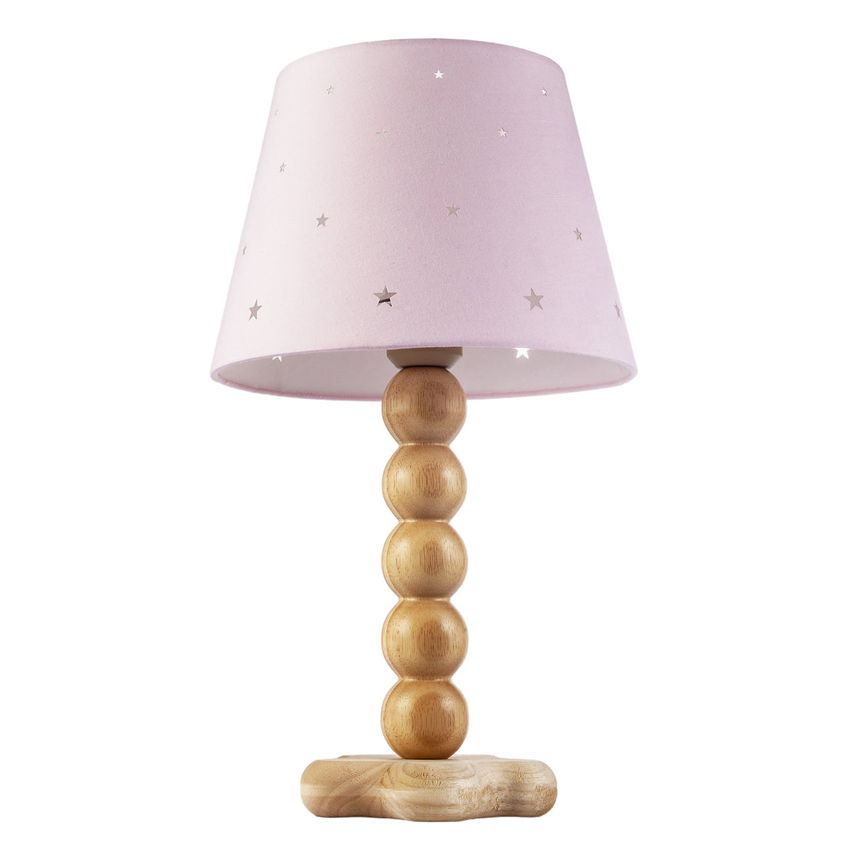 Charming Pink Lamp with Scattered Stars and Wooden Star Foot Base Image 5