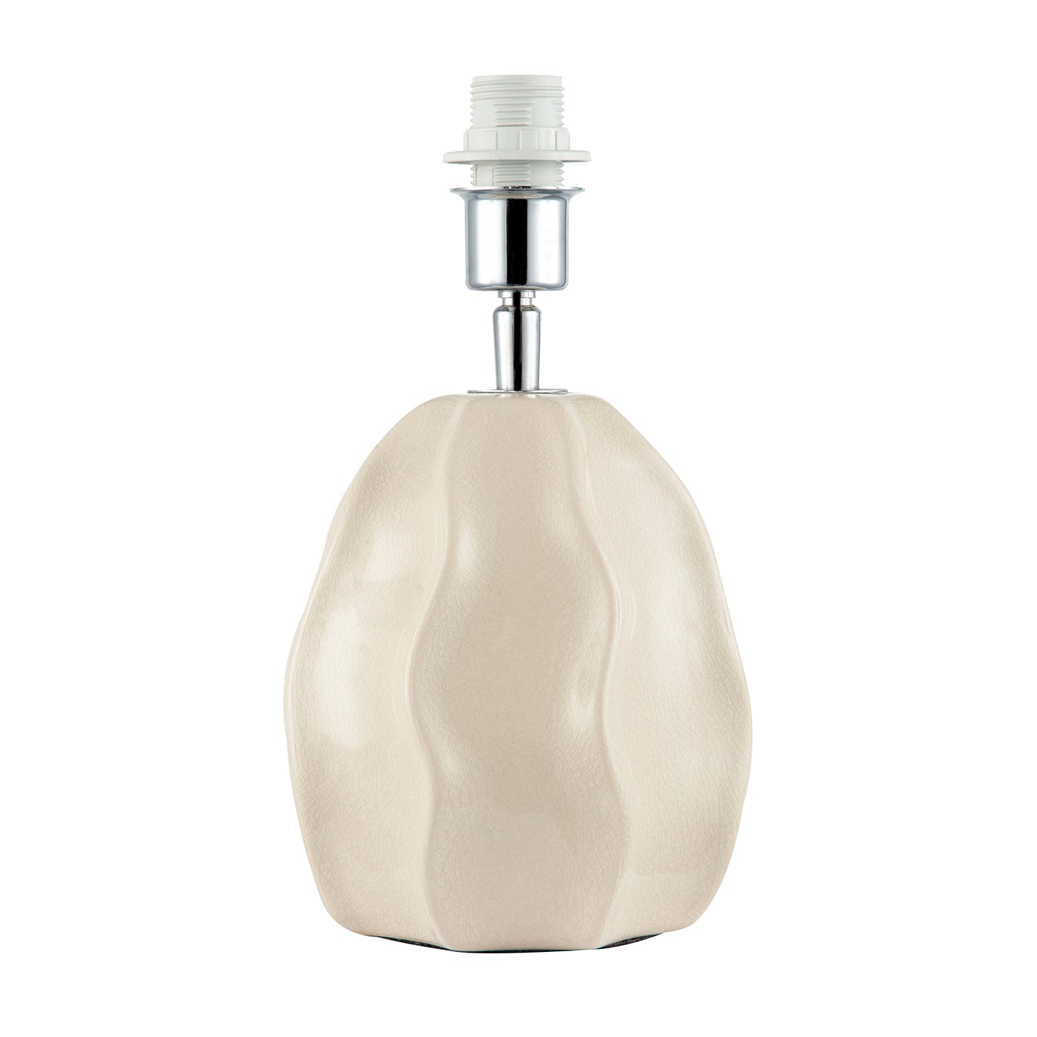 Cream Gloss Ceramic Ripple Effect Table Lamp Base with Crackle Design Image 1