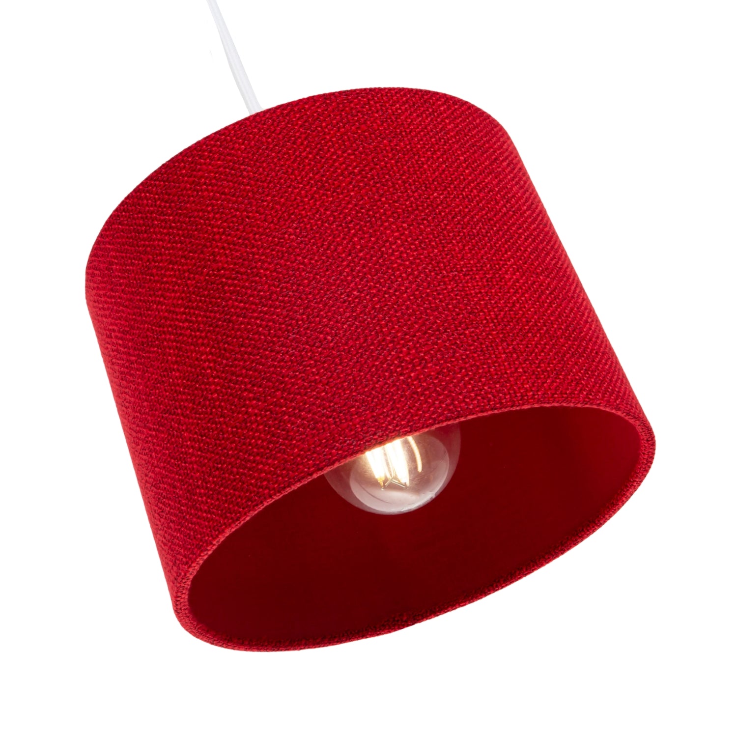 Modern Red Linen Fabric Small 8" Drum Lamp Shade with Matching Cotton Lining Image 3