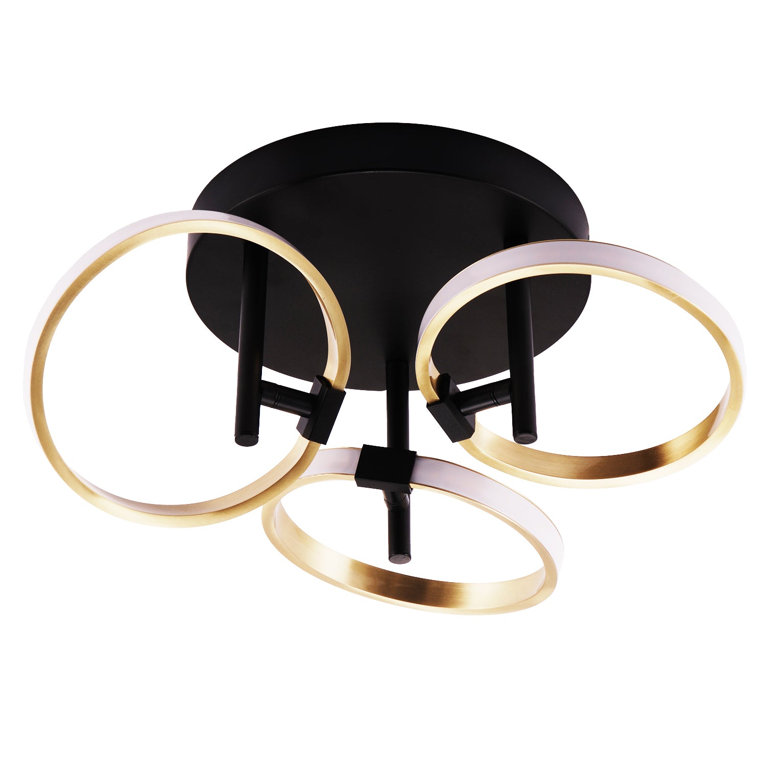 Modern Adjustable Gold Halo Rings LED Ceiling Light Fitting with Mat Black Base Image 3