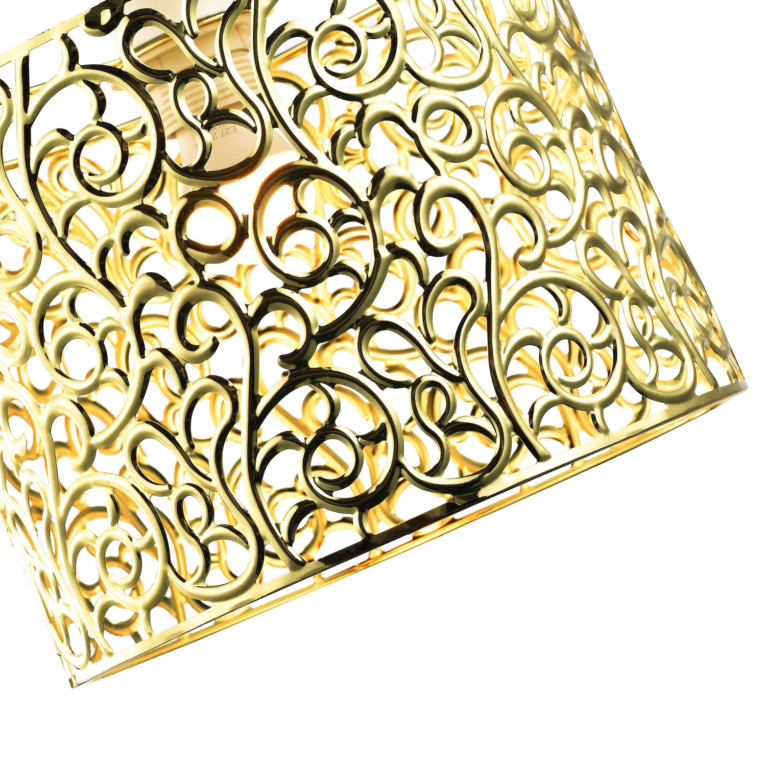 Elegant Classic Floral Polished Gold Metal Ceiling Pendant Shade 19cm x 25cm Image 3