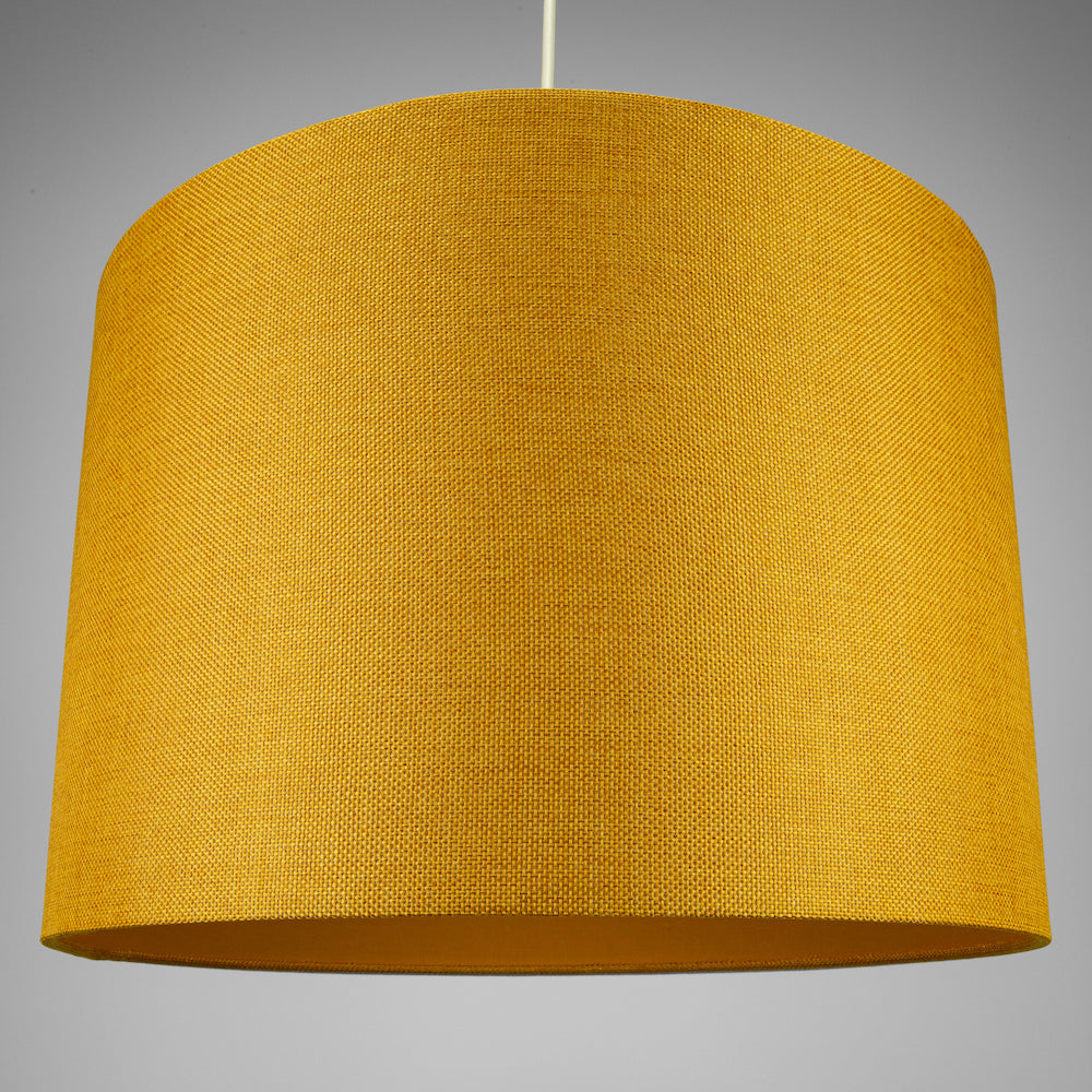 Contemporary and Sleek Ochre Linen 16" Lamp Shade with Cotton Inner Lining Image 7