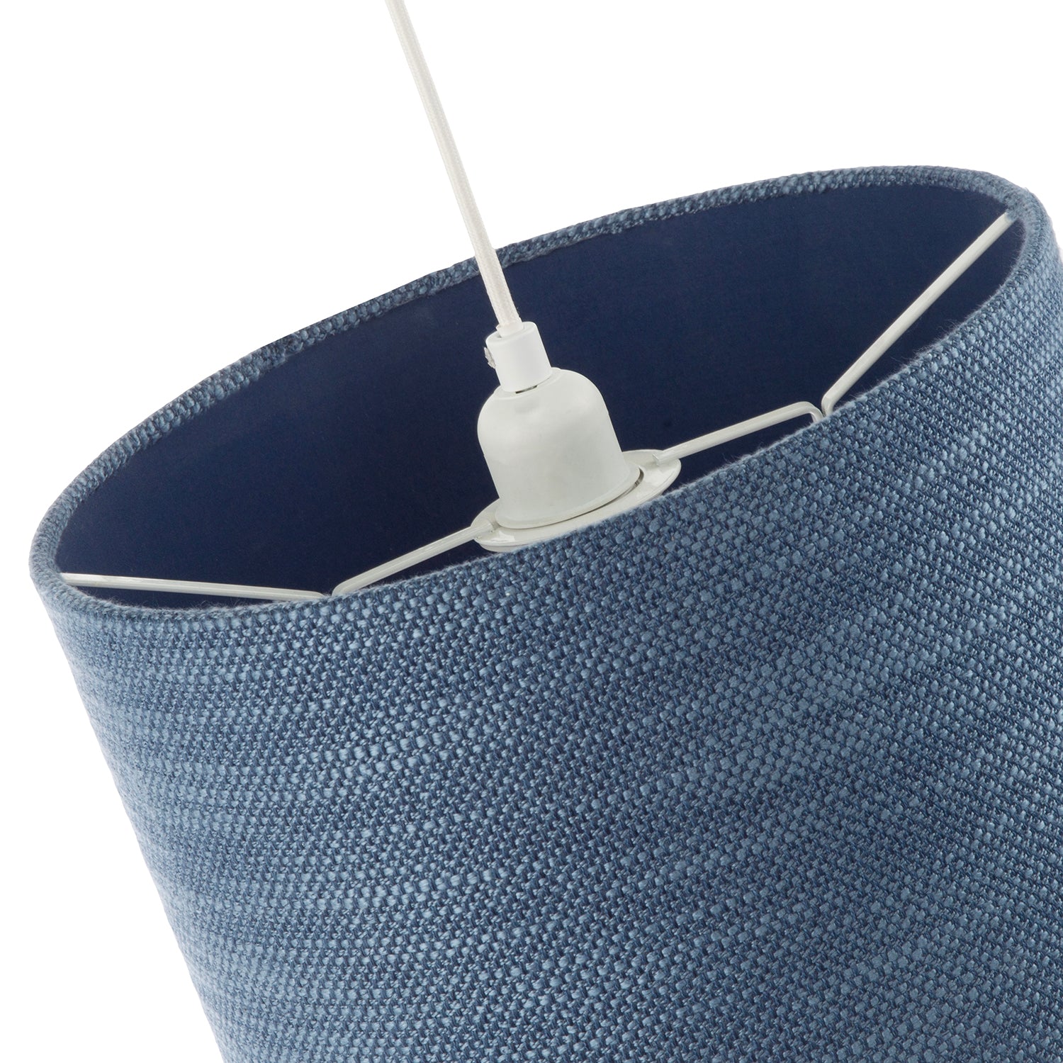 Designer Bobbled and Textured Linen Lamp Shade in Navy Midnight Blue Image 5
