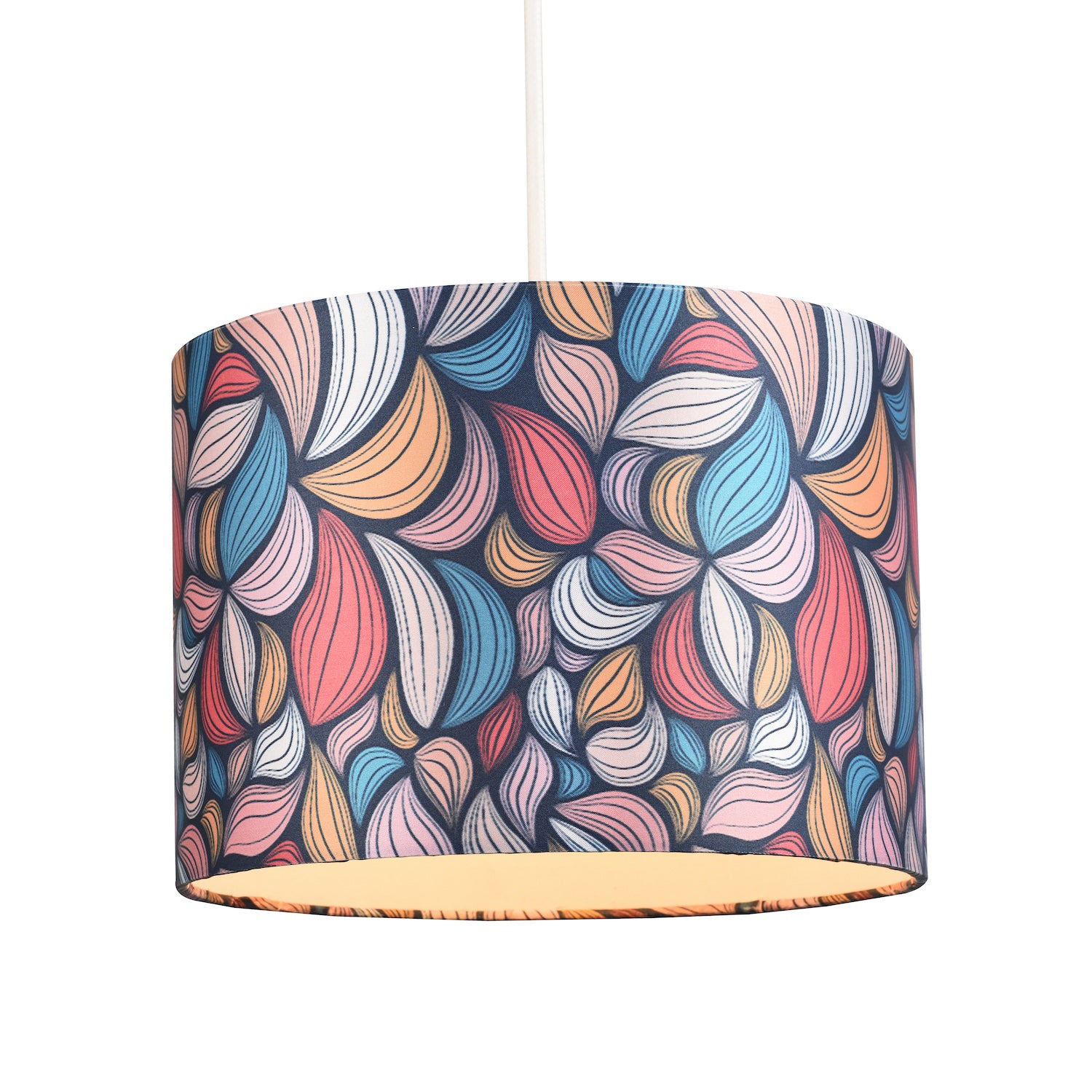 Multi Colour Kaleidoscope Leaf Themed Lamp Shade with Inner White Cotton Lining Image 4