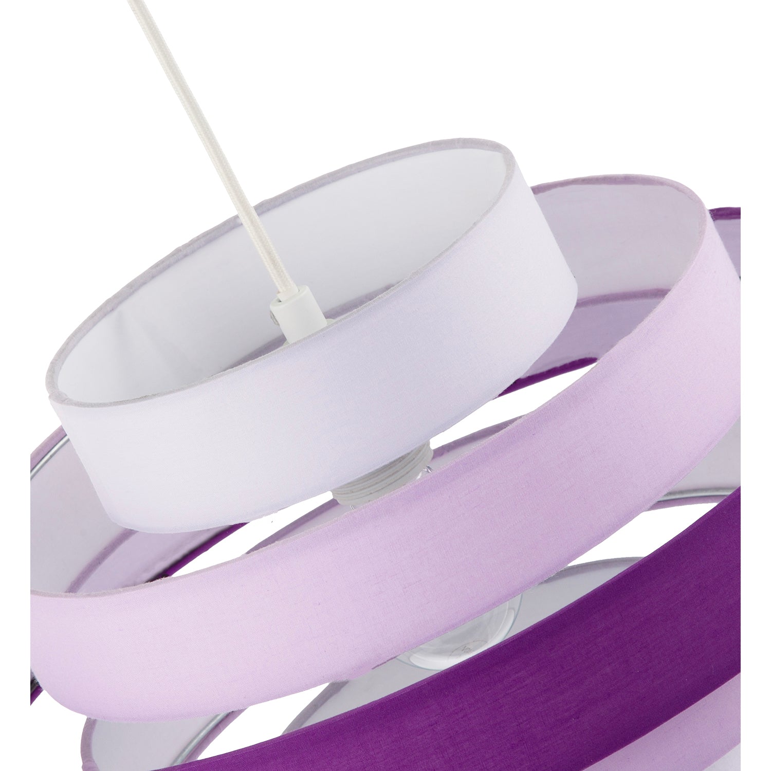 Five Tier Pendant Shade with Various Purple and Lilac Cotton Rings Image 5