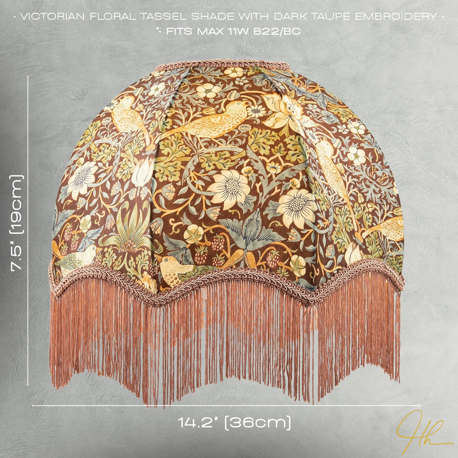 Victorian Designed Vintage Lamp Shade with Green and Blue Floral Decor Image 7