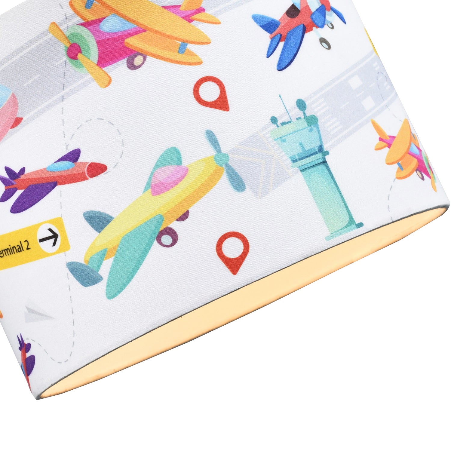 Modern and Colourful Aeroplanes Kids Cotton Fabric Drum Lamp Shade - 25cm Image 3