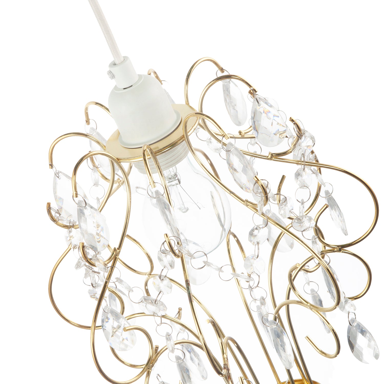 Polished Gold Shabby Chic Chandelier Style Pendant Shade with Acrylic Image 3