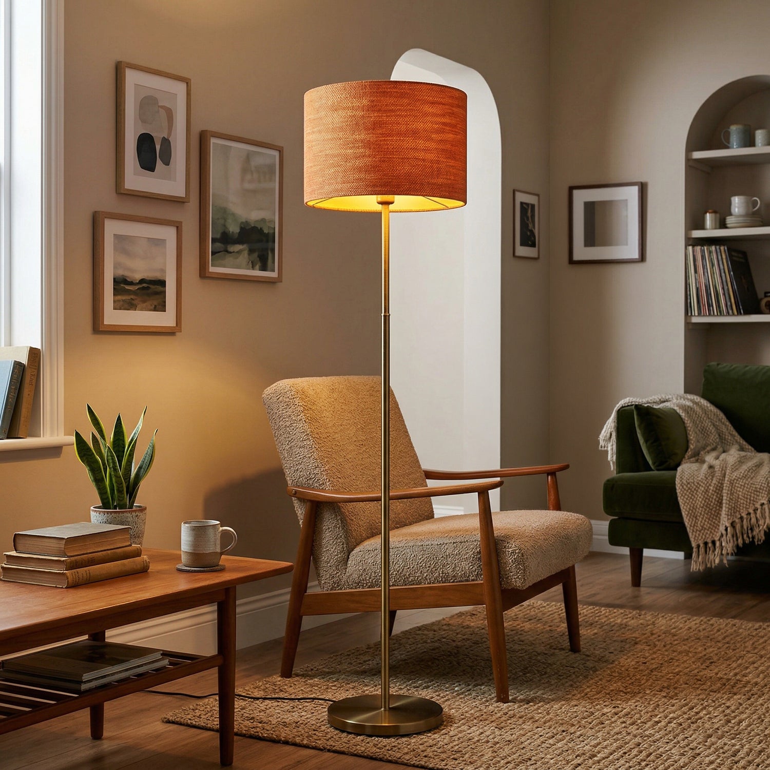 Designer Bobbled and Textured Linen Lamp Shade in Rustic Orange Image 6
