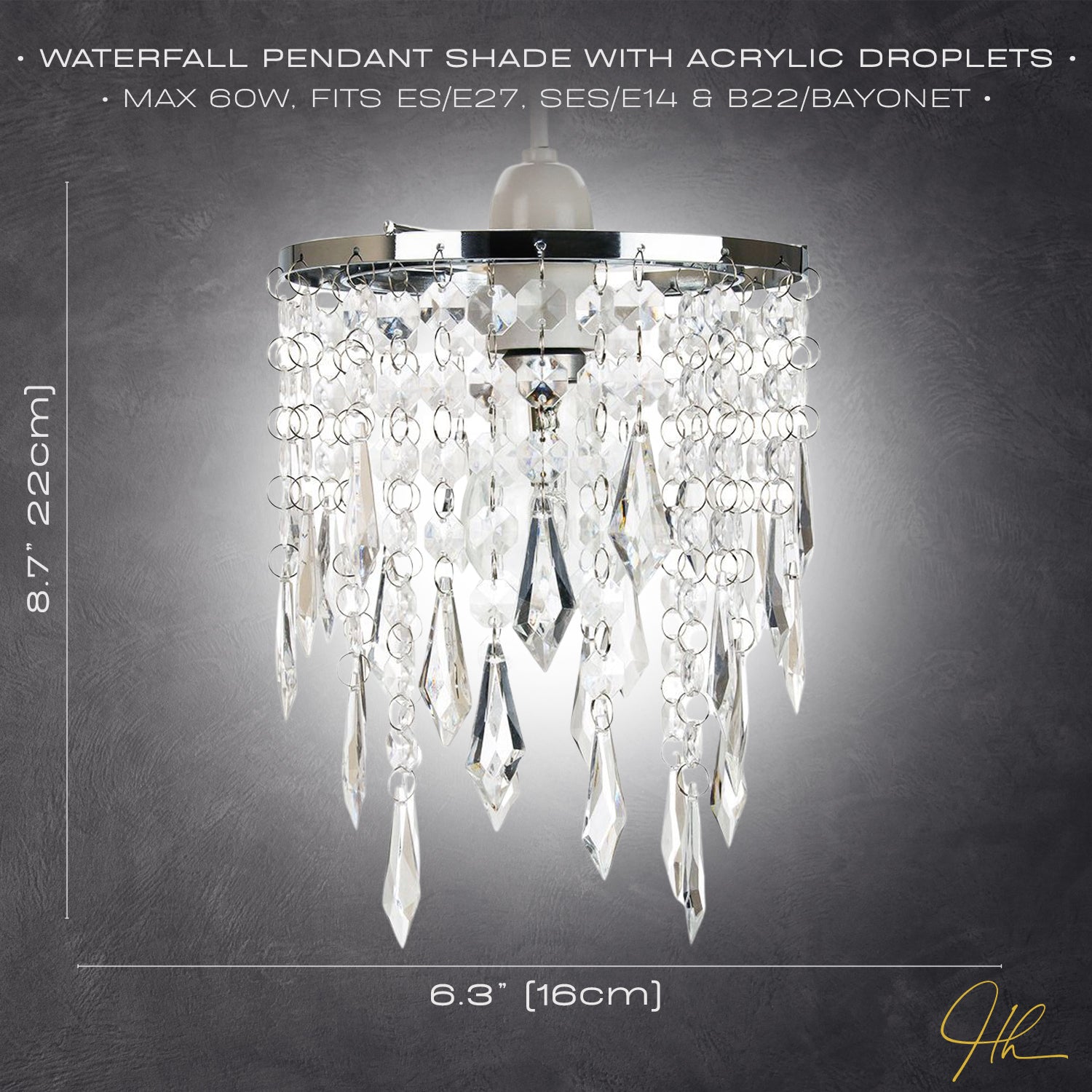 Modern Waterfall Design Pendant Shade with Clear Acrylic Droplets and Beads Image 7