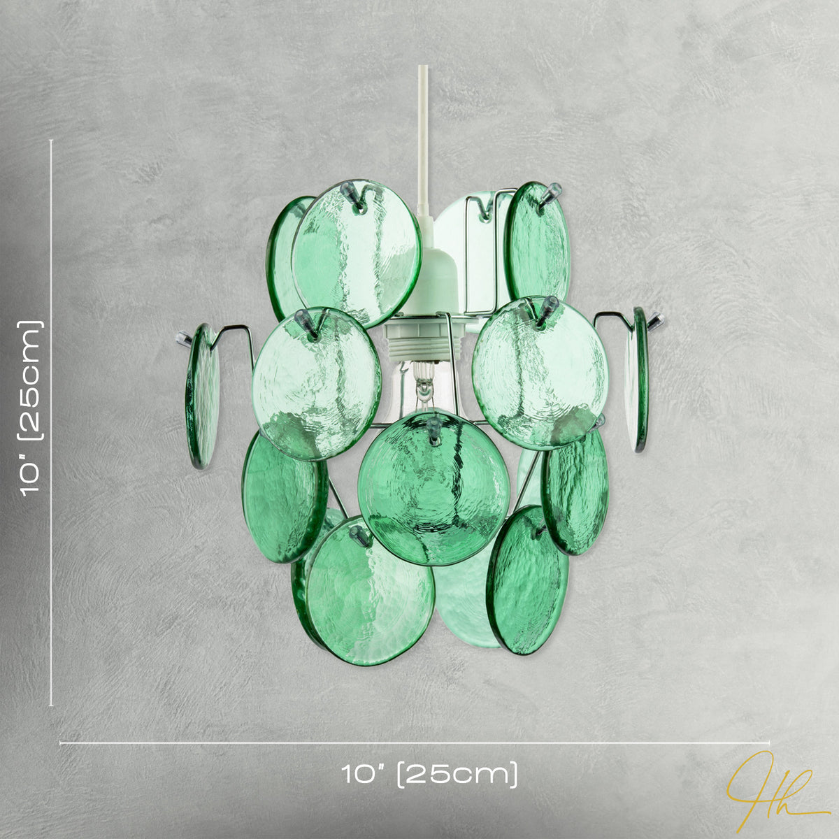Modern Pendant Lighting Shade with Layered Emerald Green Glass Discs Image 7