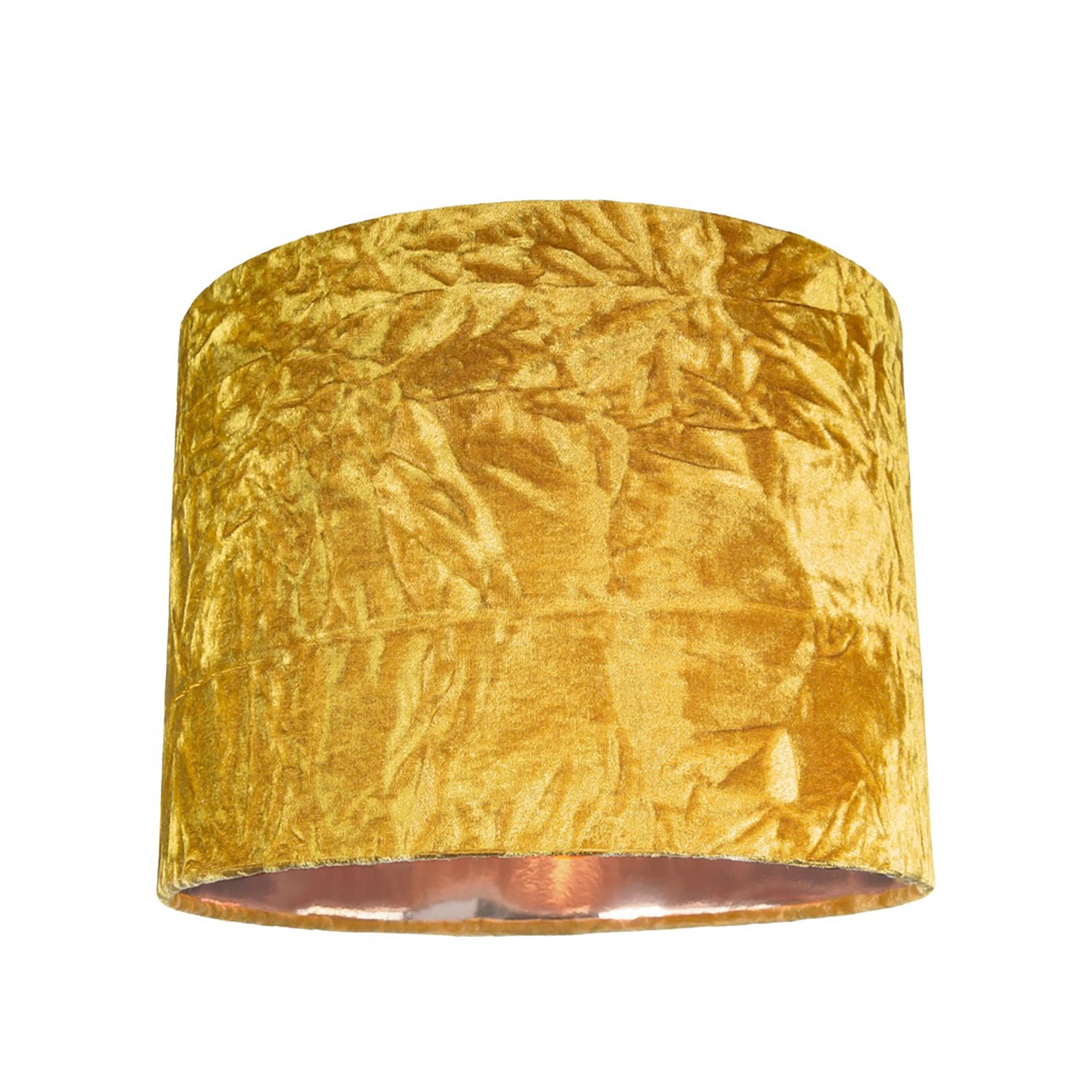 Modern Ochre Crushed Velvet 8" Table/Pendant Lampshade with Shiny Copper Inner Image 1