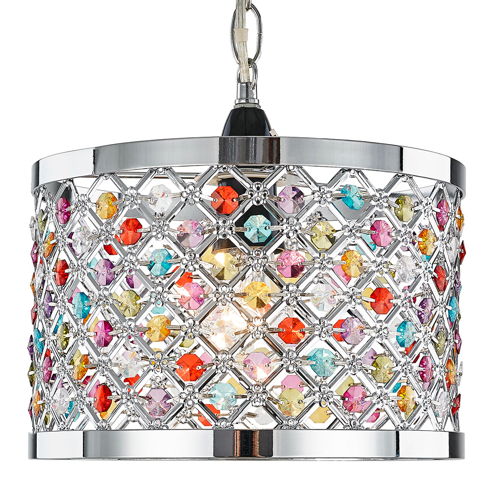 Modern Sparkly Ceiling Pendant Light Shade with Multi-Coloured Beads Image 1